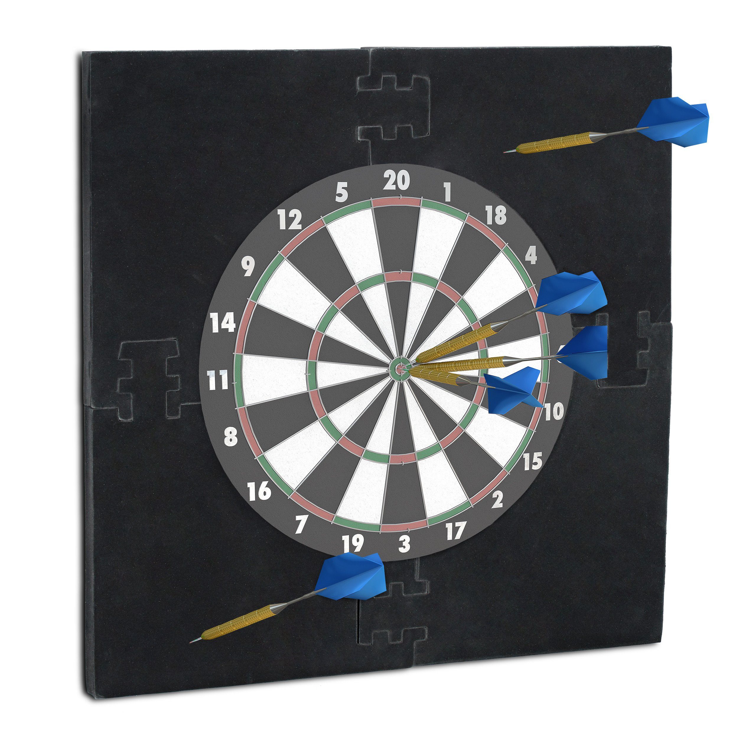 relaxdays Dart-Wandschutz Dartscheibe Schutzring "R6" (4 St), schwarz