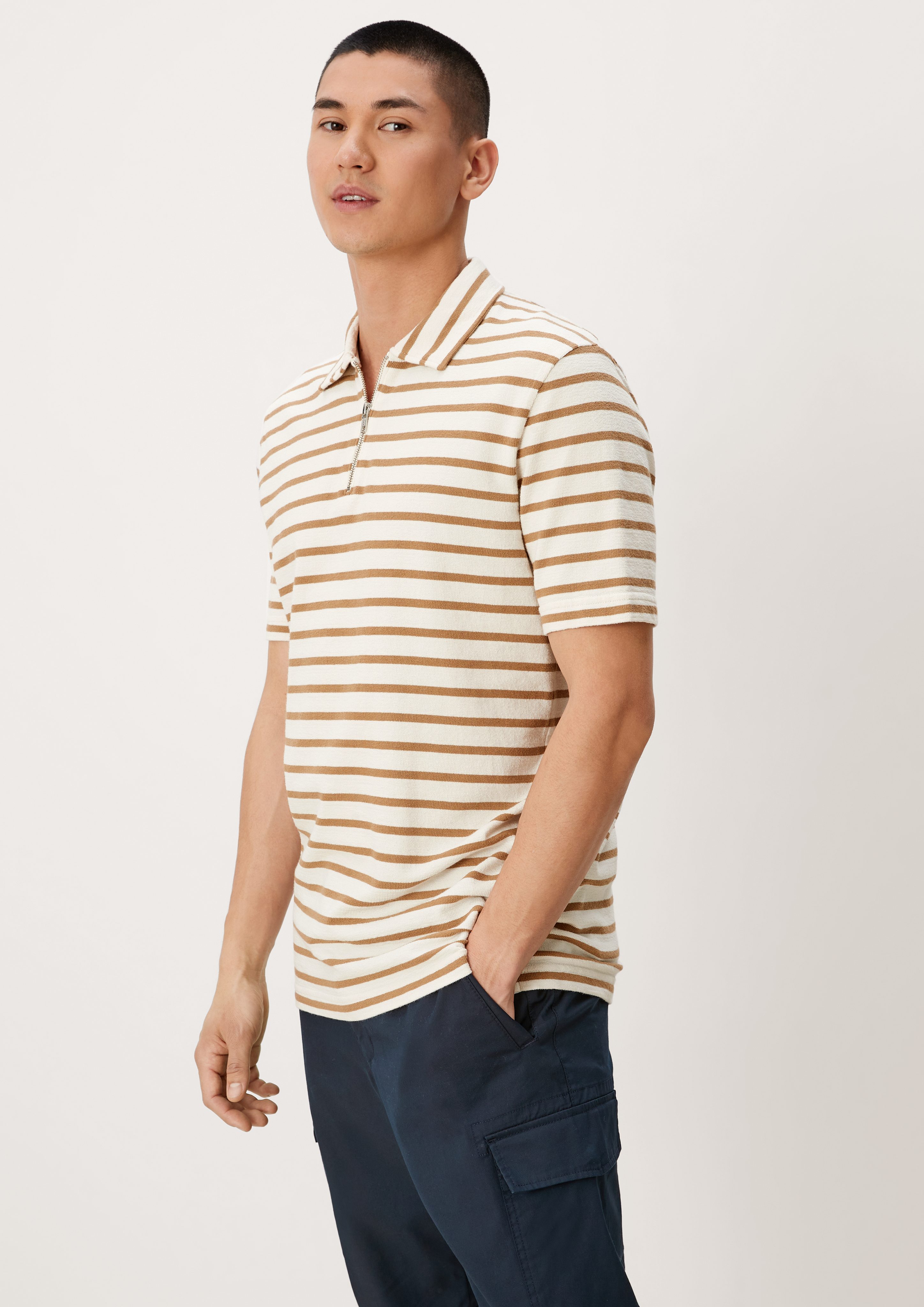 s.Oliver Kurzarmshirt Poloshirt im Streifendesign off-white stripes