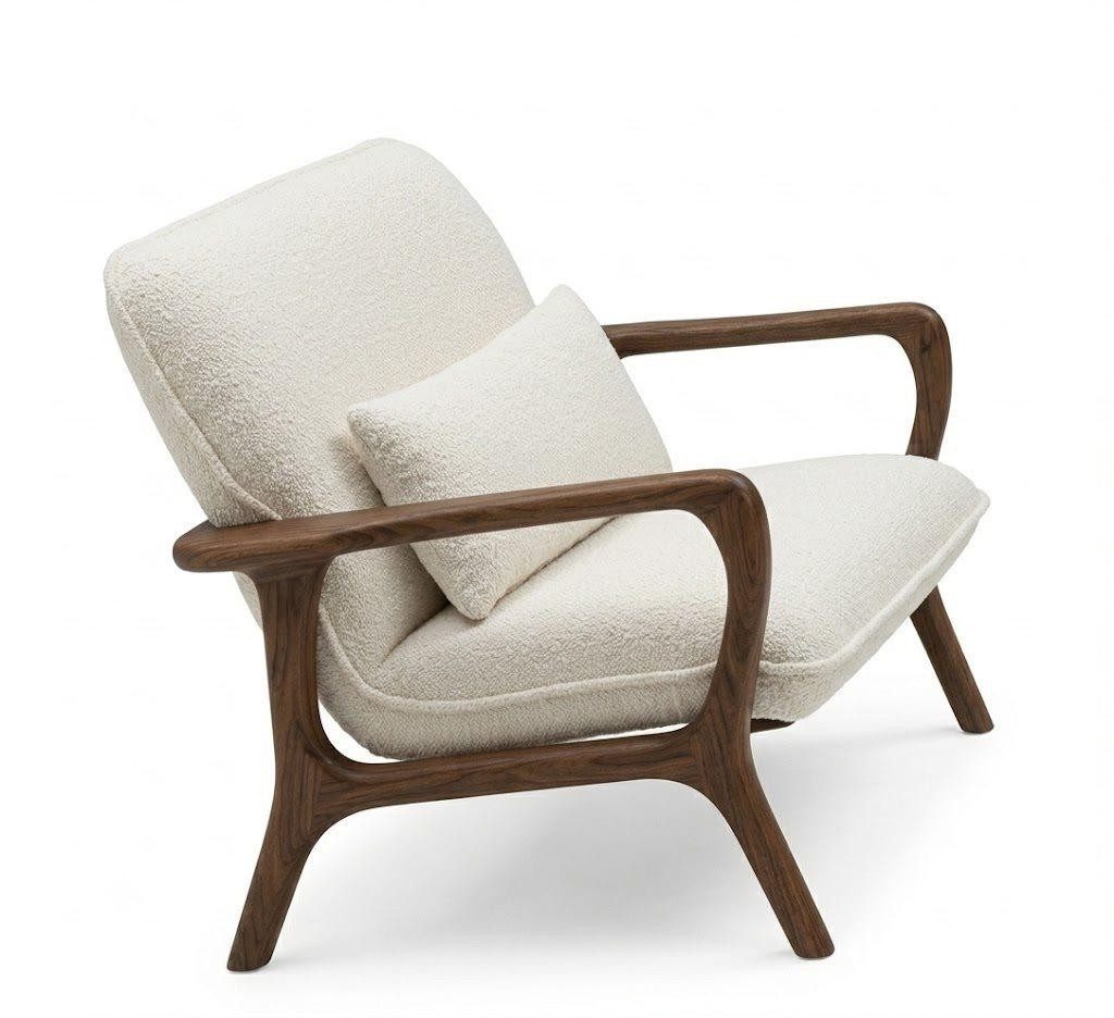 Xlmoebel Relaxsessel Sessel modern weiß Wohnzimmer skandinavischer Minimalismus (1-St., 1-tlg), Mit Kissen