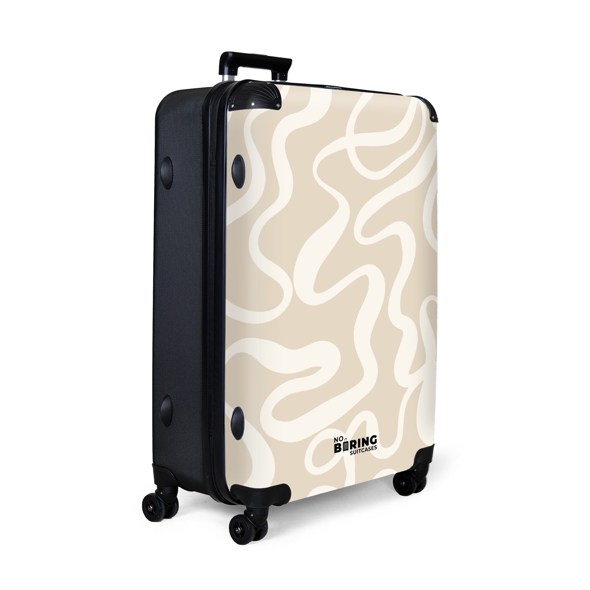 NoBoringSuitcases.com© Hartschalen-Trolley Beige mit weißen abstrakten günstig online kaufen