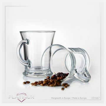 PLATINUX Latte-Macchiato-Glas Kaffeegläser mit Henkel, Glas, 220ml (max.280ml) Teegläser groß Glastassen spülmaschinenfest