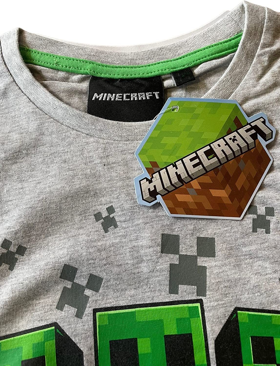 Minecraft Pyjama Langer Kinder Schlafanzug Jungen + Mädchen Zocker Gamer 128 - 152 Minecraft Schlafanzug