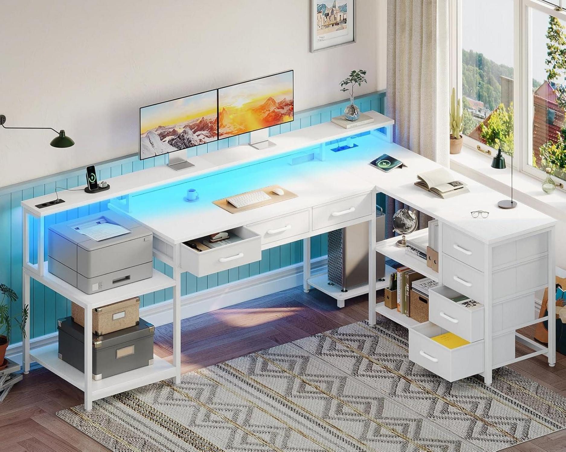 LuxusKollektion Eckschreibtisch Gaming Schreibtisch mit LED günstig online kaufen
