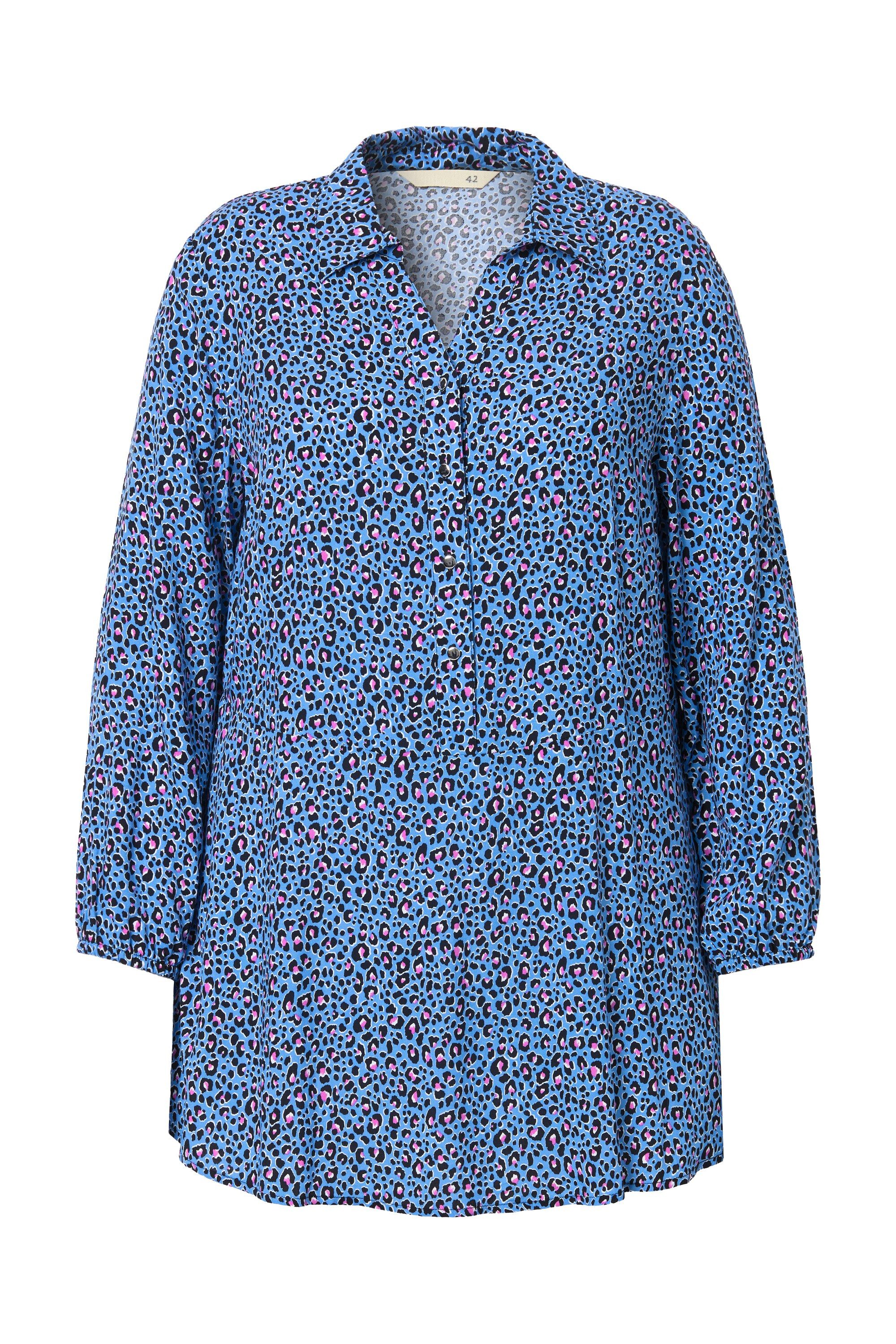 MIAMODA Hemdbluse Bluse A-Linie Leomuster Saum-Volant Langarm günstig online kaufen