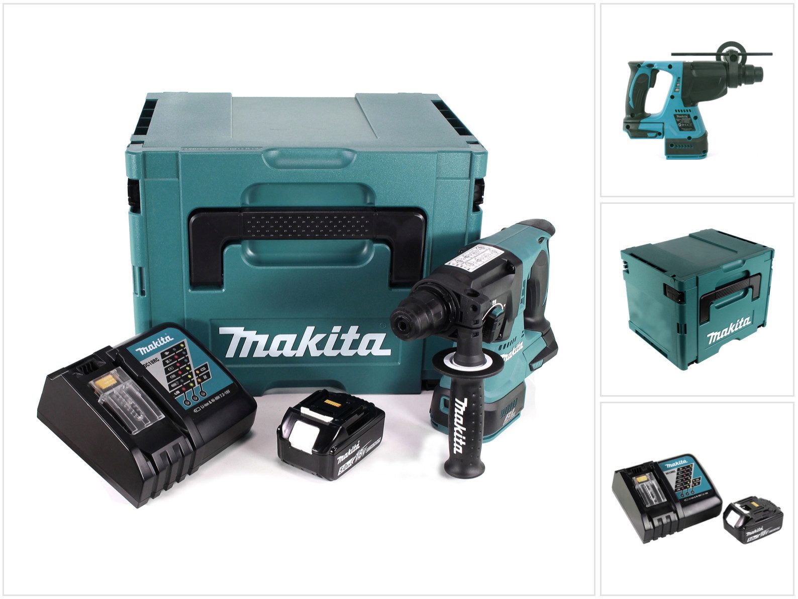 Makita Schlagbohrmaschine DHR 242 RT1J Akku Bohrhammer 18V 2,0J SDS-plus Brushless + 1x Akku 5