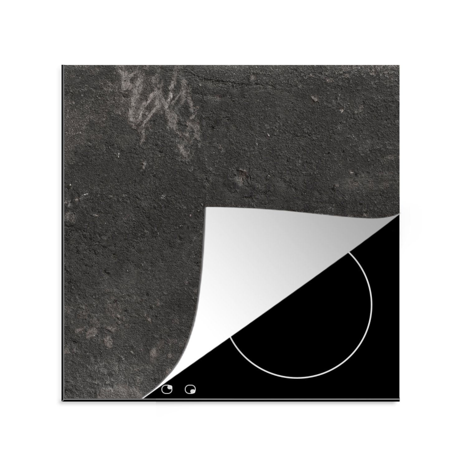 MuchoWow Herdblende-/Abdeckplatte Beton - Schwarz - Formen, Vinyl, (1 tlg), 78x78 cm, Ceranfeldabdeckung, Arbeitsplatte für küche | Herdabdeckplatten