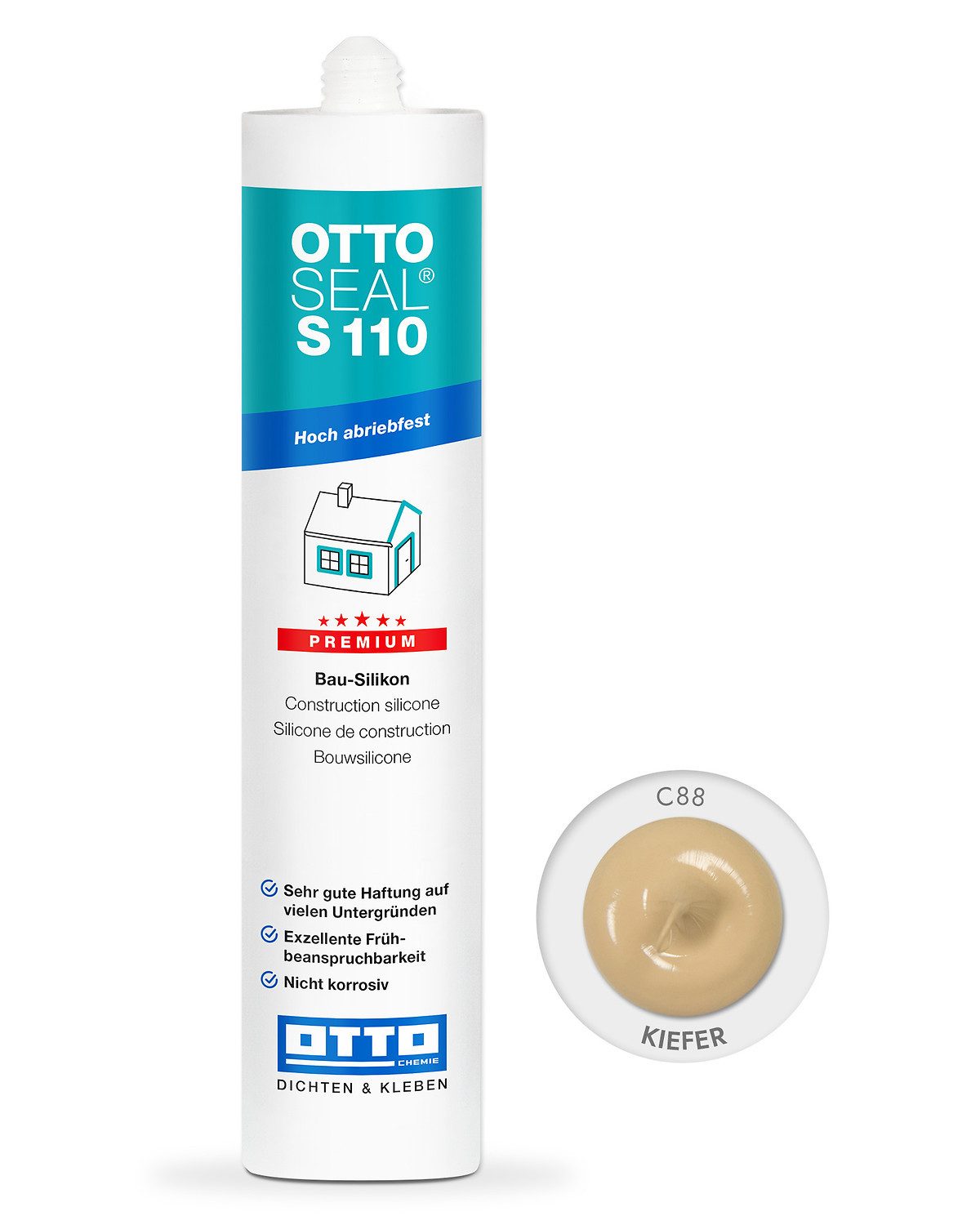 OTTO-Chemie Silikon Ottoseal S110 Premium-Bau-Silikon 310ml, Exzellente Verarbeitbarkeit, für innen und außen, ideal zum Abdichten