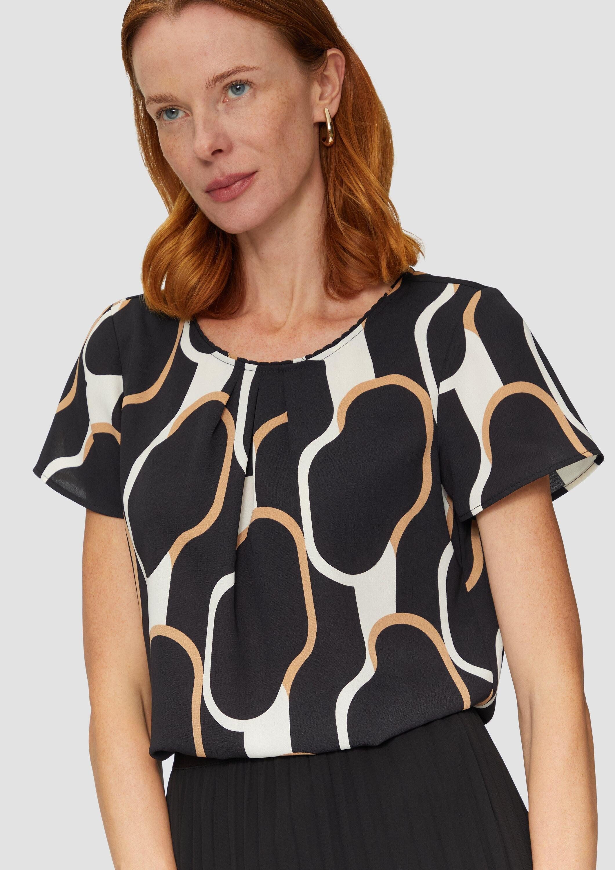 s.Oliver Kurzarmbluse Bluse Bluse mit Schmuckkante