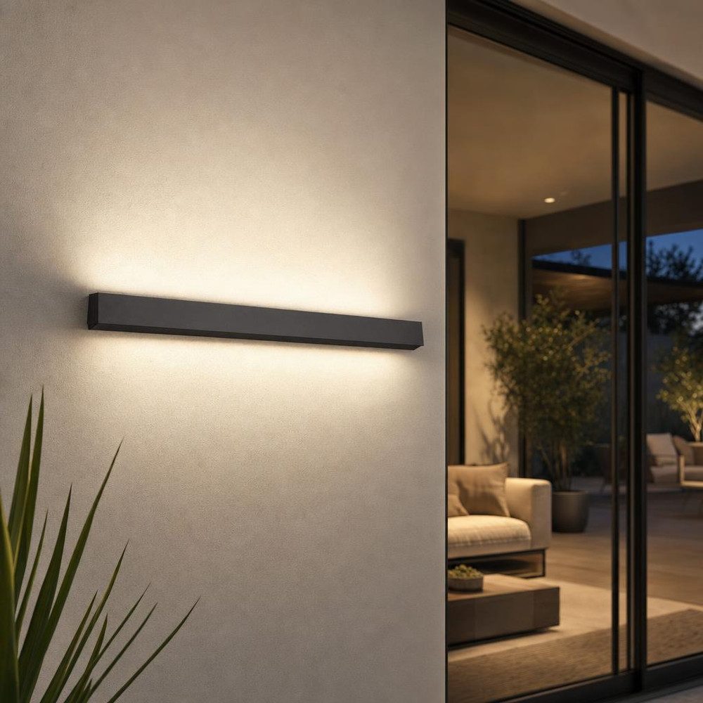 V-TAC LED Außen-Wandleuchte, LED-Leuchtmittel fest verbaut, Neutralweiß, LED Außenlampe Wandleuchte Hoflampe Alu schwarz neutralweiß L 141 cm