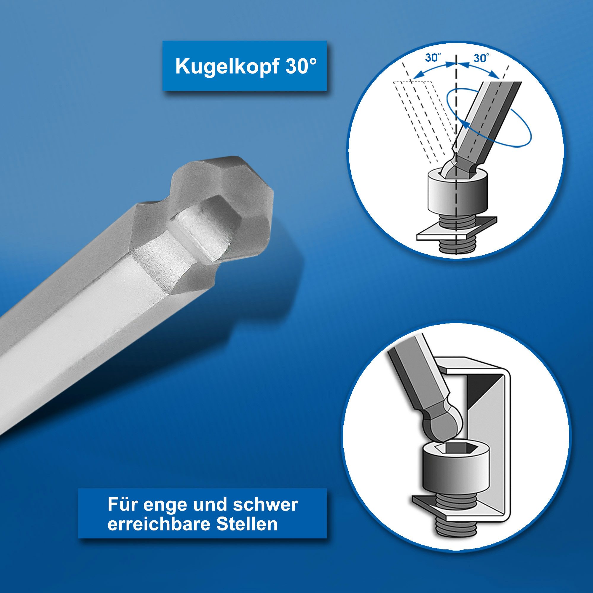 S&R Innensechskantschlüssel Satz HX, mit Kugelkopf, Innensechskant LANG, Cr-V-Stahl gehärtet (Set, 13-tlg 1,27 bis 10 mm), Winkelschlüssel rostfrei, in stabilem – Bild 4 von 5