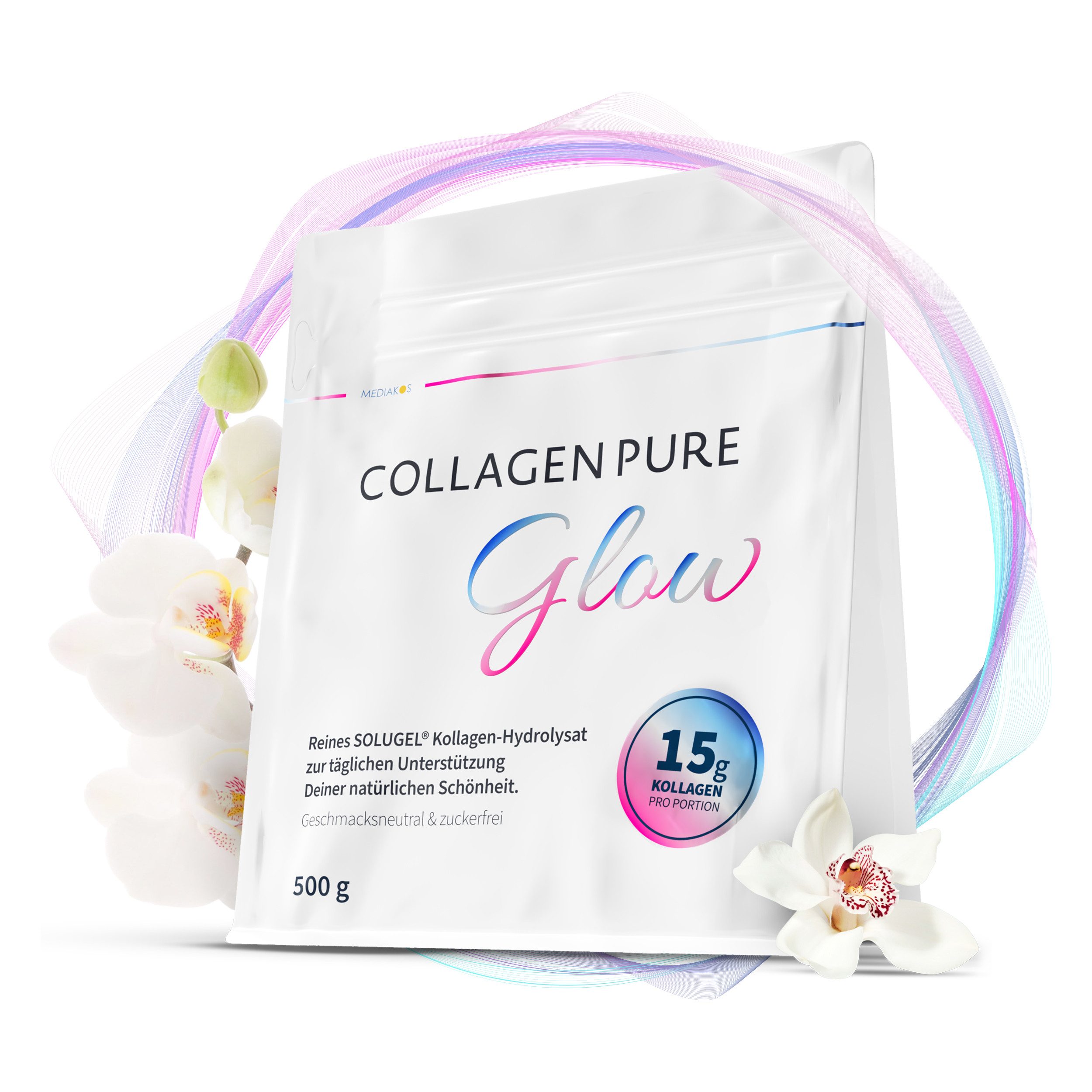 Glow 100% reines Kollagen Pulver mit 15g pro Portion Pulver
