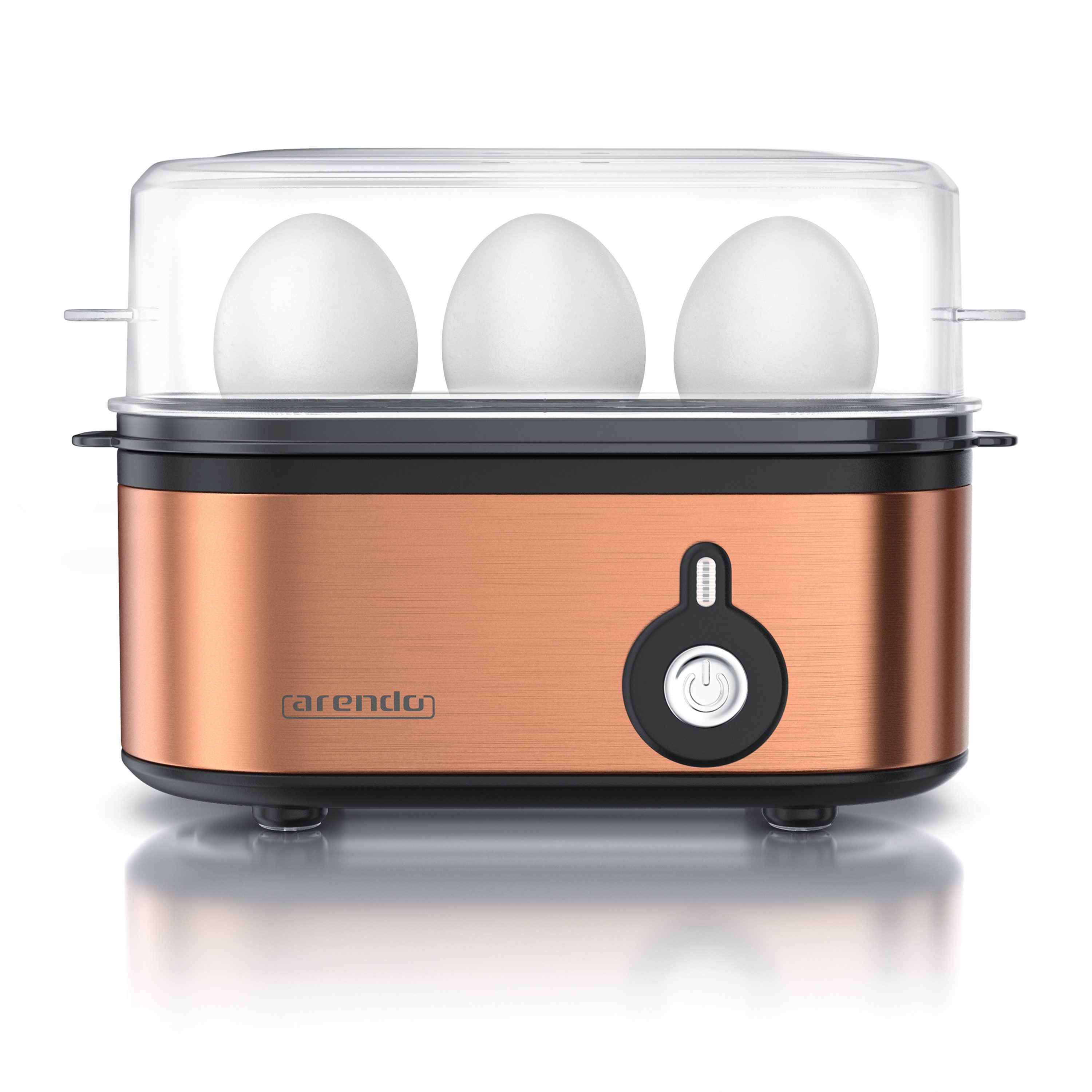 Arendo Яйцеварки 3-fach, Edelstahl, Ein / Aus-Schalter, frei wählbarer Härtegrad, Anzahl Eier: 3 St., 210 W, Threecook Egg Cooker, GS, BPA-frei, für 1 bis 3 Eier