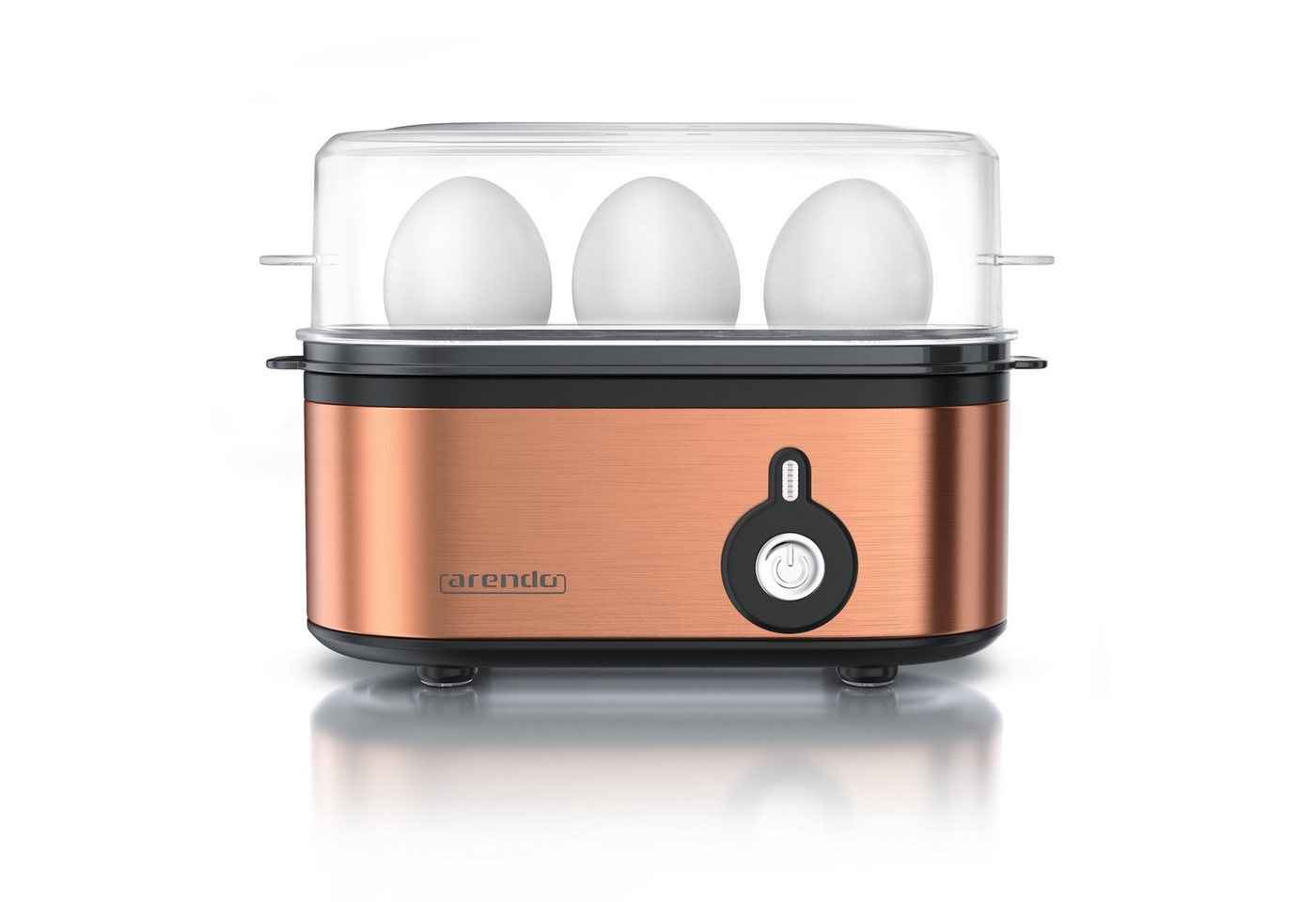 Arendo Eierkocher 3-fach, Edelstahl, Ein / Aus-Schalter, frei wählbarer Härtegrad, Anzahl Eier: 3 St., 210 W, Threecook Egg Cooker, GS, BPA-frei, für 1 bis 3 Eier