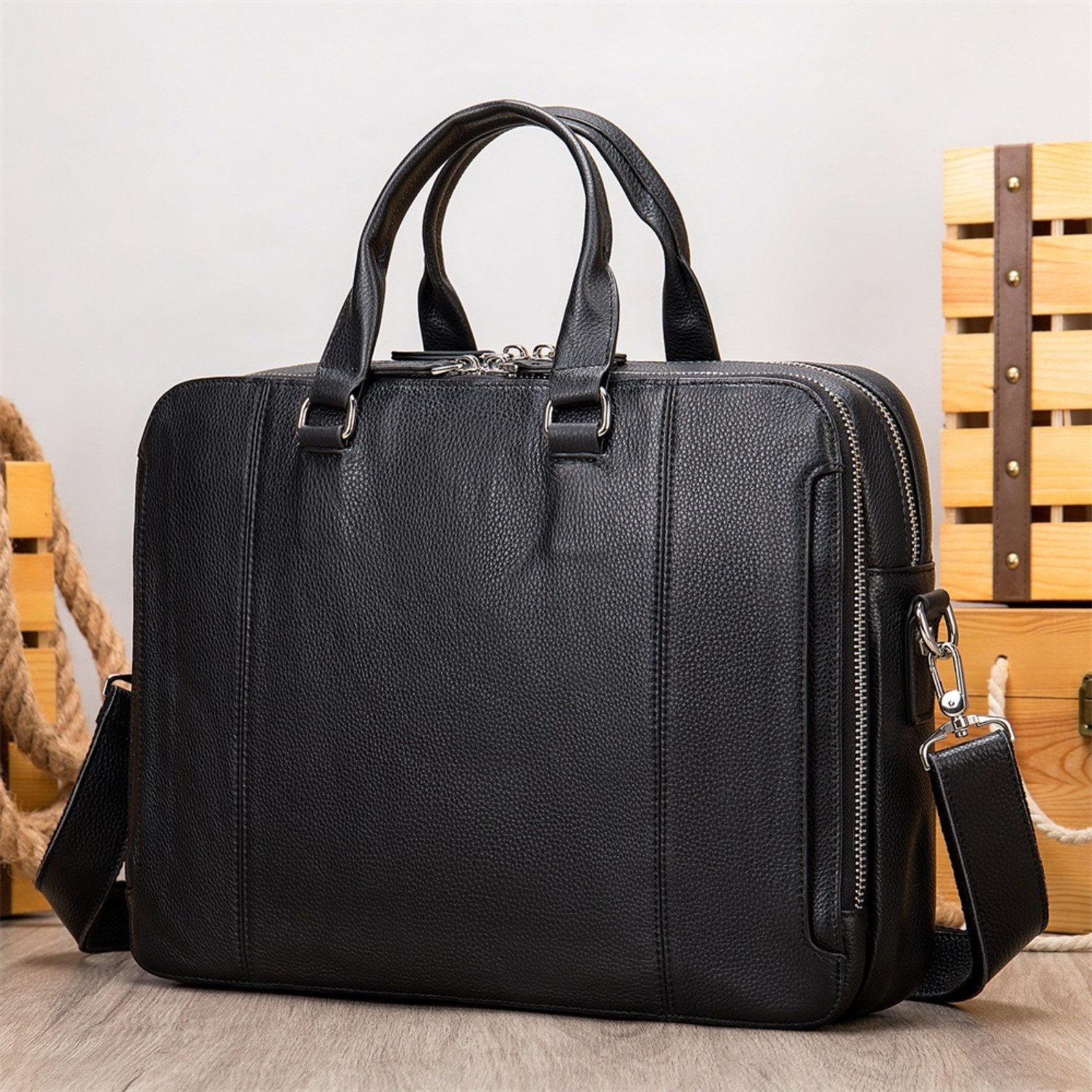 Aktentasche Herren Leder Aktentasche 15,6" Laptop Vintage Echtleder