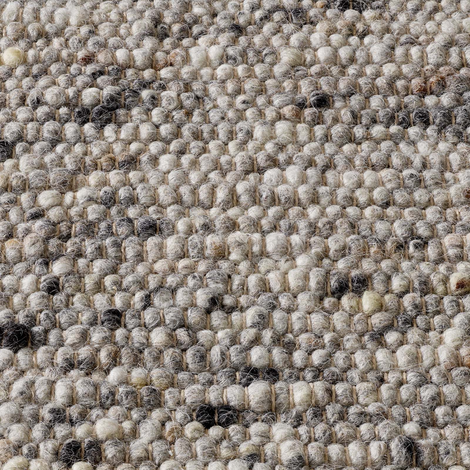 TaraCarpet Wollteppich TaraCarpet Lambrecht, rechteckig, Höhe: 13 mm, Hand-Web-Teppich grau gewalkt Wohnzimmer Esszimmer 070x130 cm