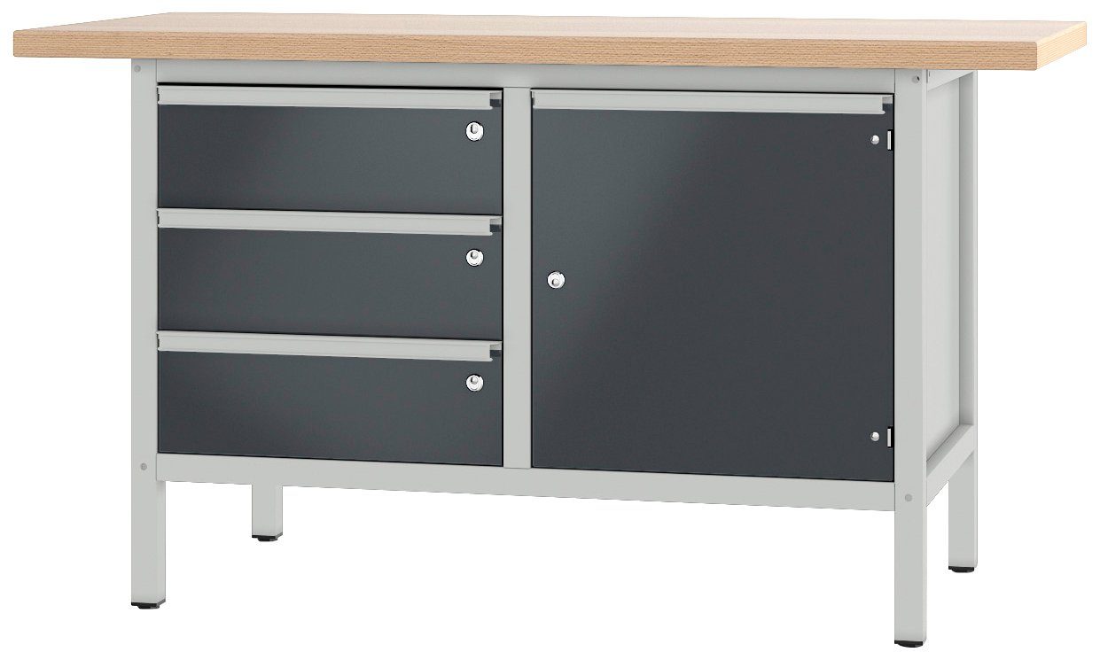 PADOR Werkbank 21 S 85,5x150 grau/anthrazit cm 34, Höhe/Länge