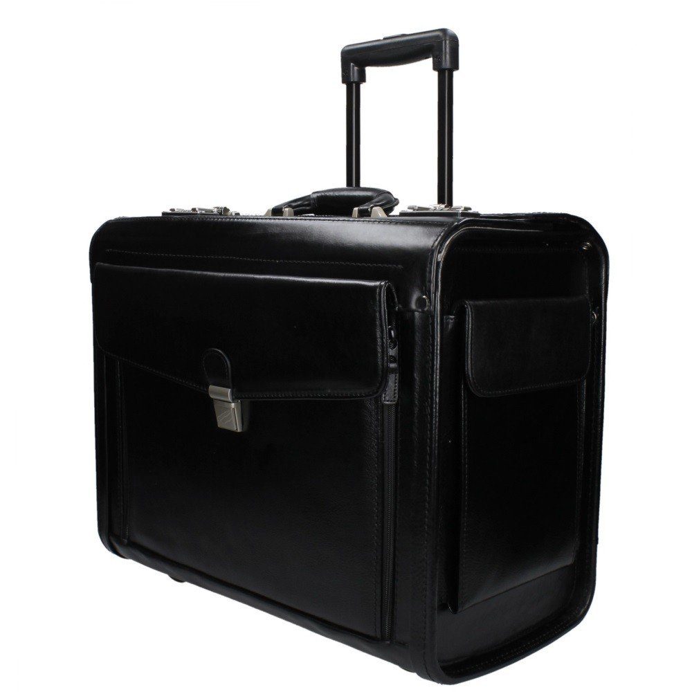 Dermata Business-Trolley - Piloten-Koffer aus Vollrindleder - 45,5 x 37 x 23 cm