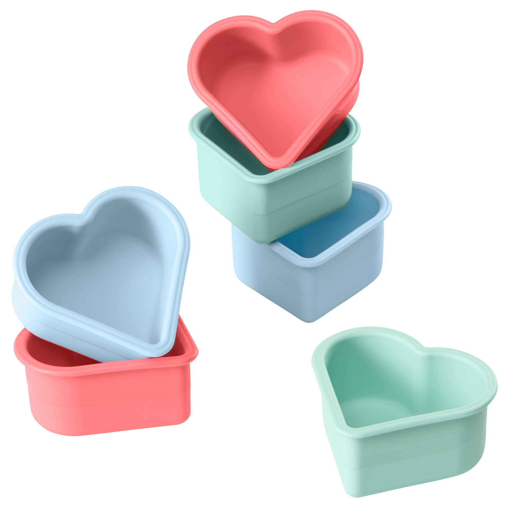 Lurch Backform Muffinliner Herz Silikon 6er Set Pastelfarben Mix, (6-tlg)