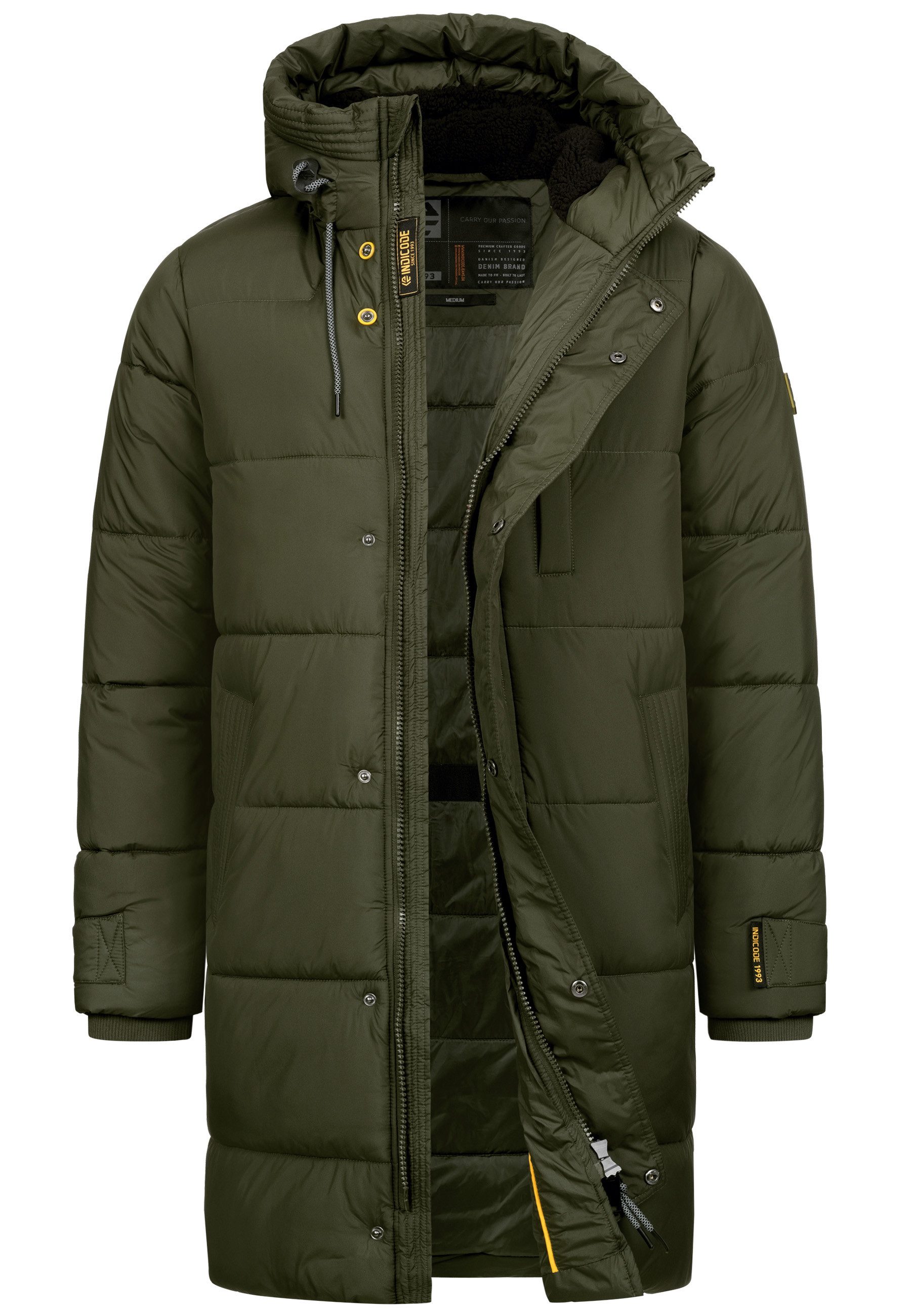 Indicode Wintermantel Herren INStuds Jacke Winter Herrenjacke Herren Parka mit Kapuze, warm gefüttert