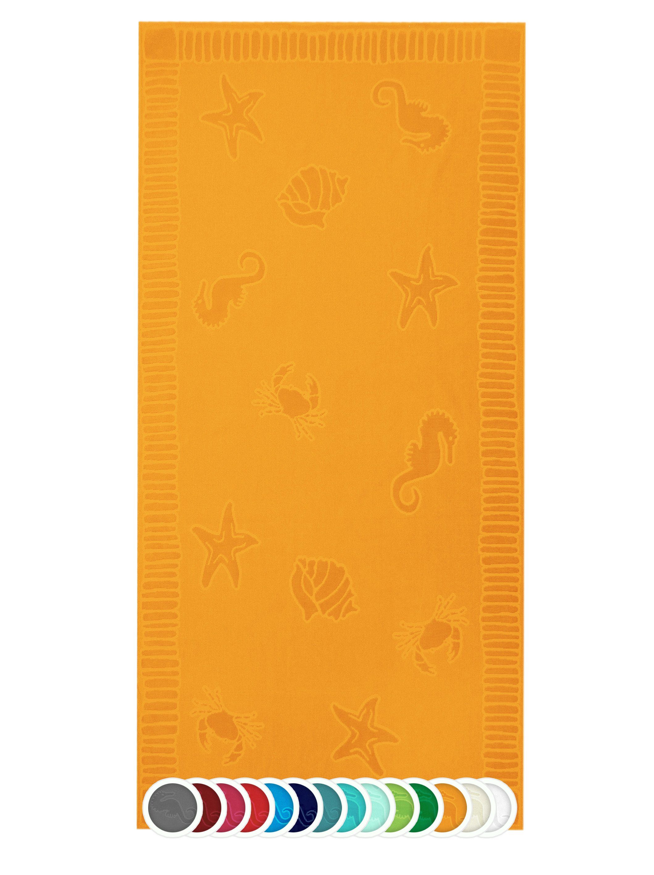 ZOLLNER Strandtuch, Frottier (1-St), 100 x 200 cm, 100% Baumwolle, vom Hotelwäschespezialisten gelb