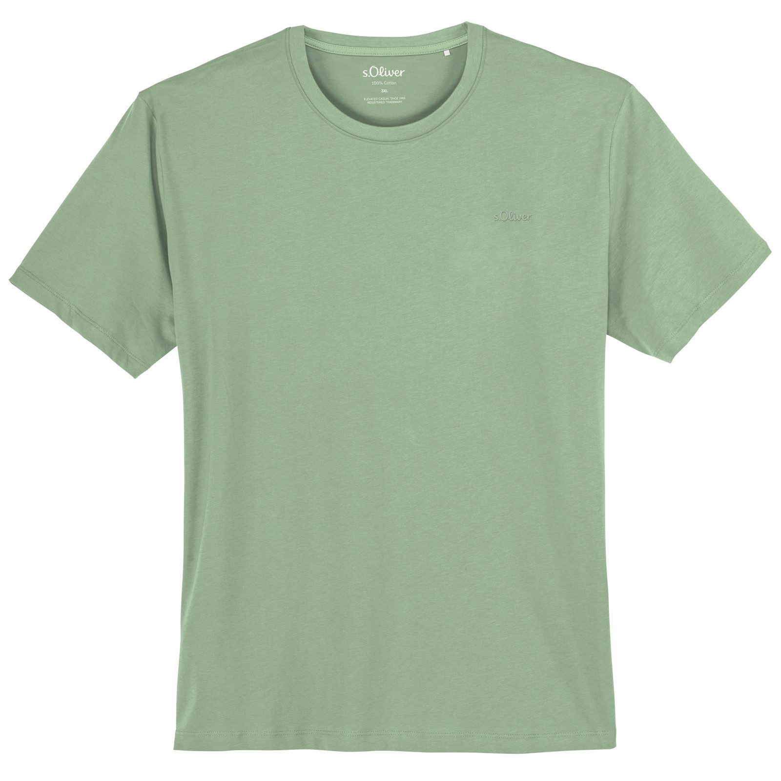s.Oliver Rundhalsshirt s.Oliver Übergrößen hellgrün Basic-T-Shirt Rundhals