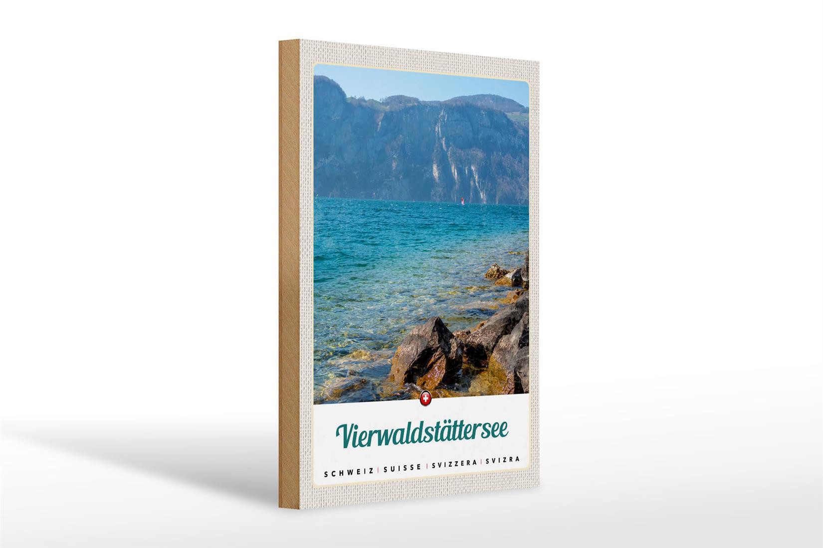 Holzbild Reise 20x30cm Vierwaldstättersee See Schweiz Natur