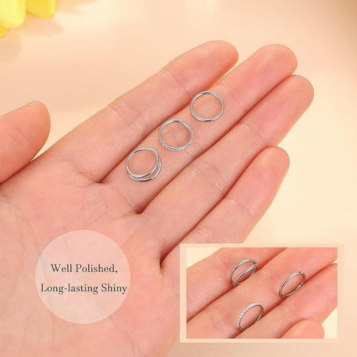 LuxusKollektion Nasenpiercing Nasenpiercing Ring 316L Chirurgenstahl CZ Piercing Set 18G Gold Silber – Bild 3 von 5