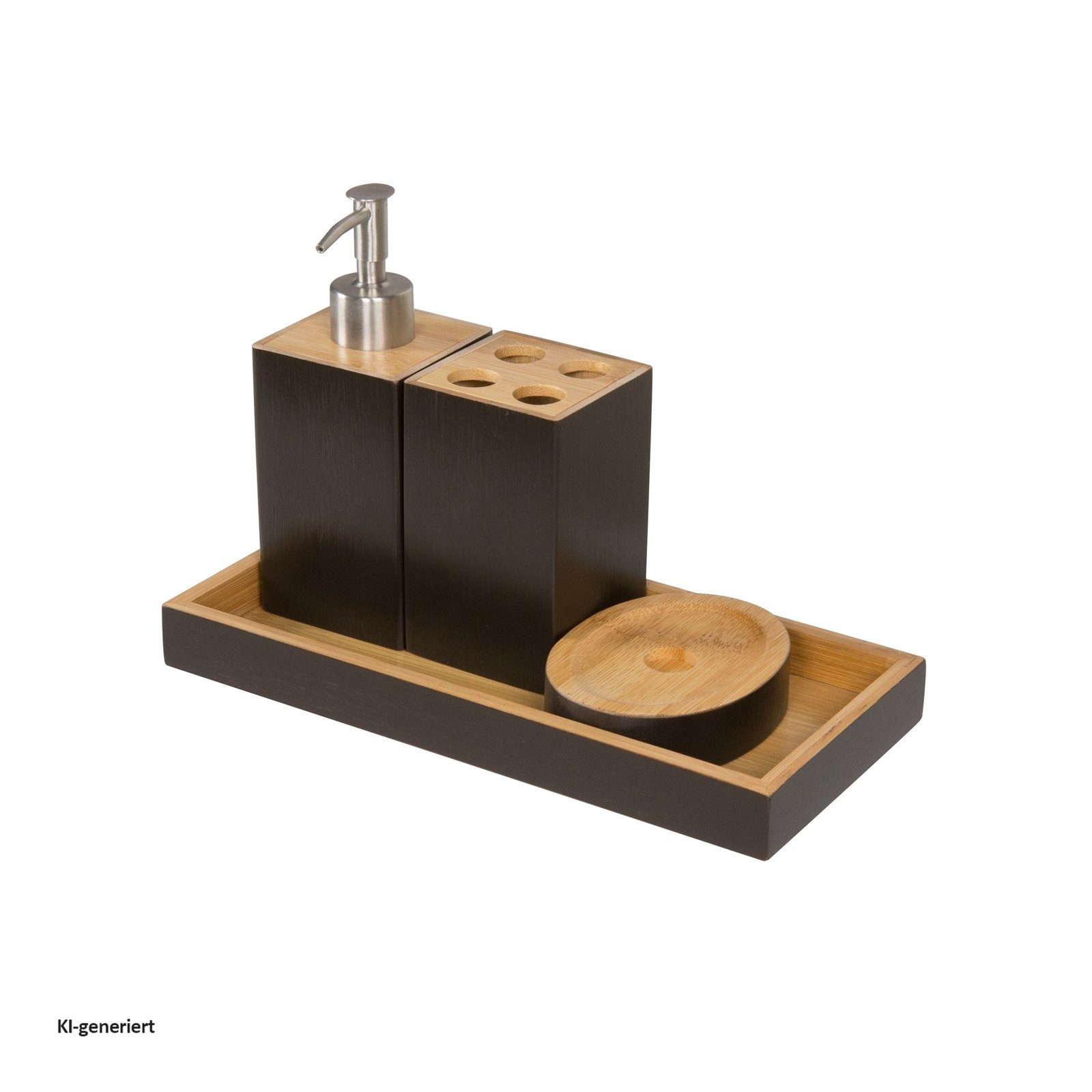 HTI-Line Seifenspender Badserie 4-teilig, (Set, 4-tlg., 1 Bad-Set), Seifenspender Seifenschale Zahnbürstenhalter