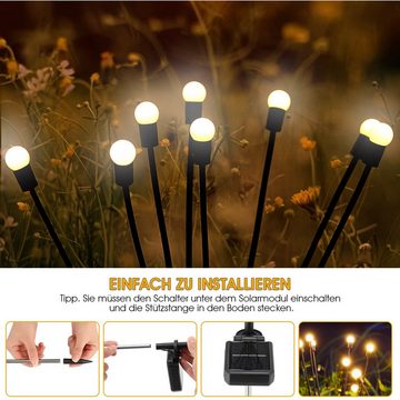 WILGOON LED Solarleuchte Solar-gartenlichter Außen 8 LED, 2 Stück Solarlampen für Außen Garten, LED fest integriert, Warmweiß, Swinging Garten Lichter Wasserdicht, Glühwürmchen Solarleuchten