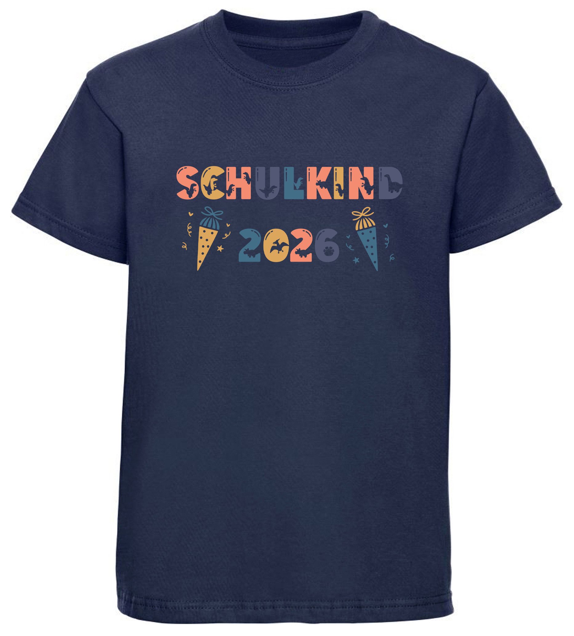 MyDesign24 T-Shirt Kinder Einschulungs T-Shirt Schulkind 2026 navy blau kurzarm Regular Fit print Shirt i797
