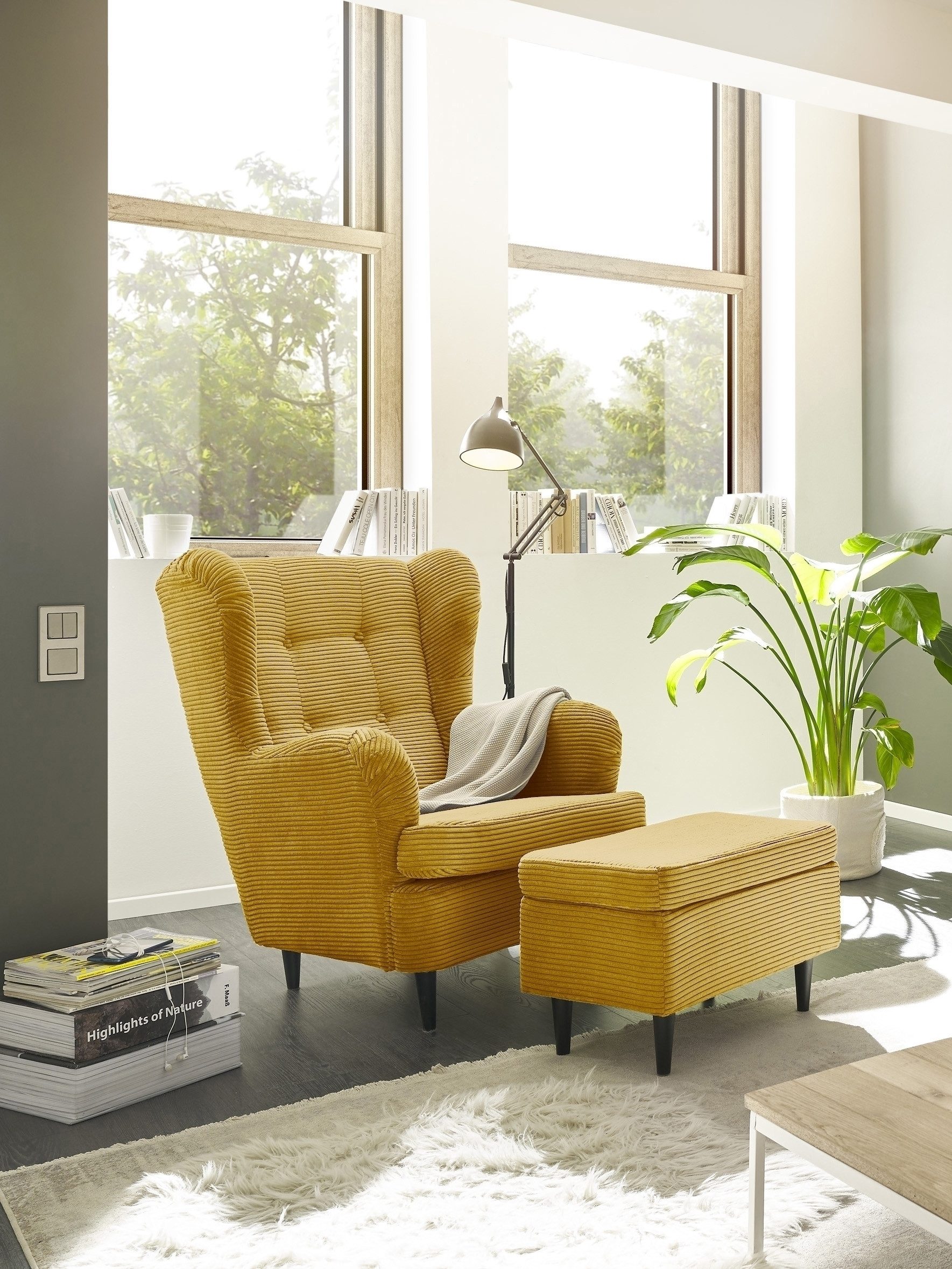 freiraum Ohrensessel OSKAR (Sessel und Hocker), (Sessel und Hocker) in mustard - 78x102x98 (BxHxT)