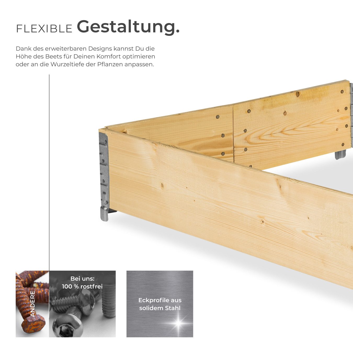 tectake Hochbeet Pflanzenkasten klappbar und stapelbar 120x80x19cm (1 St), aus Holz