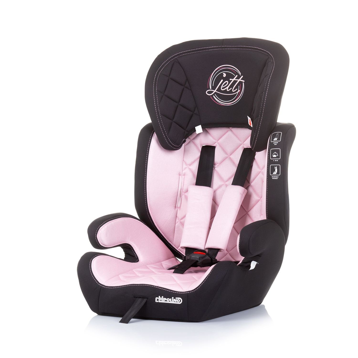 Chipolino Autokindersitz Kindersitz Jett bis: kg), - Baby Gruppe (9 rosa 36 1/2/3, verstellbare kg, 36 Kopfstütze