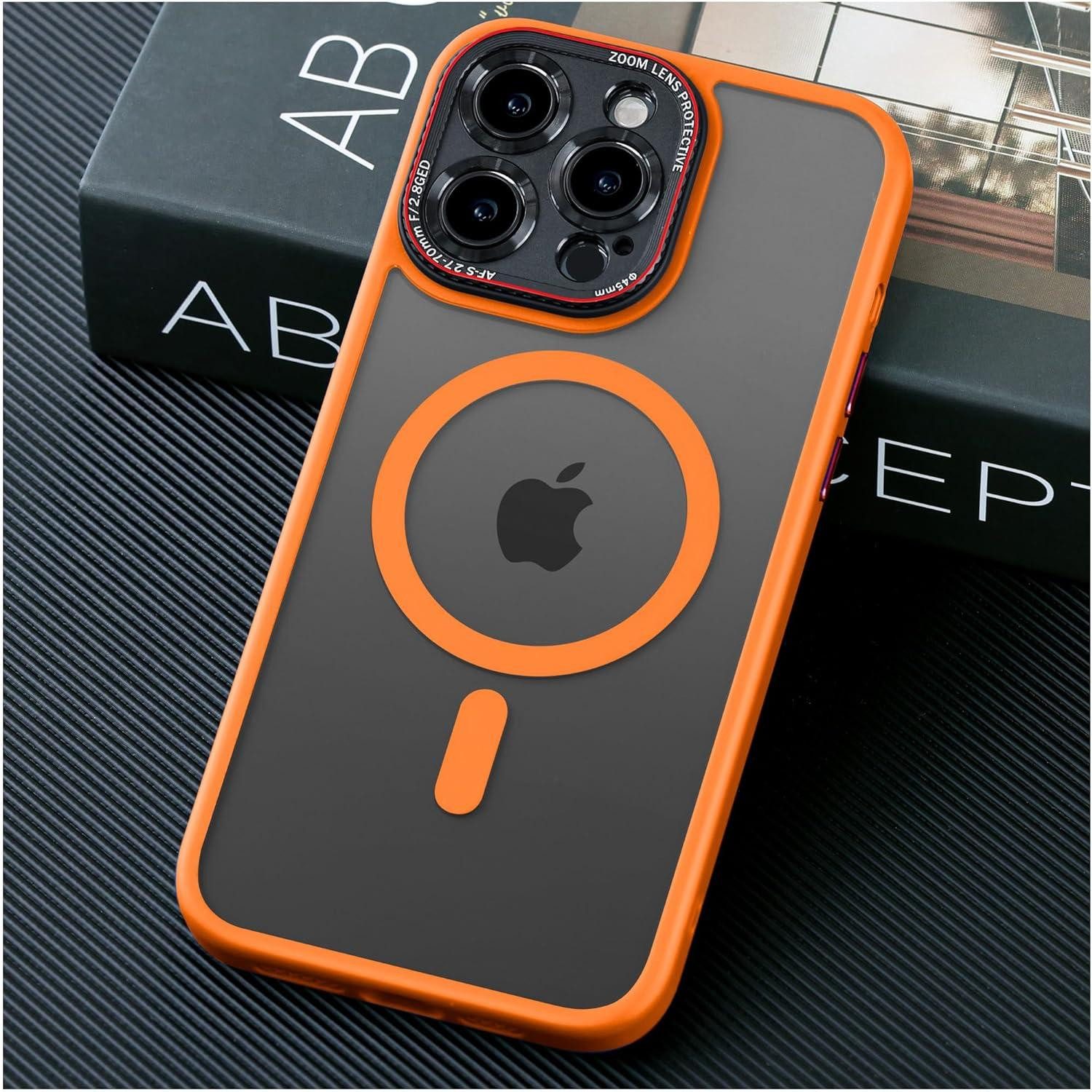LuxusKollektion Handyhülle iPhone 16 Pro Max Hülle Magsafe Militärschutz Kamera Matt Orange