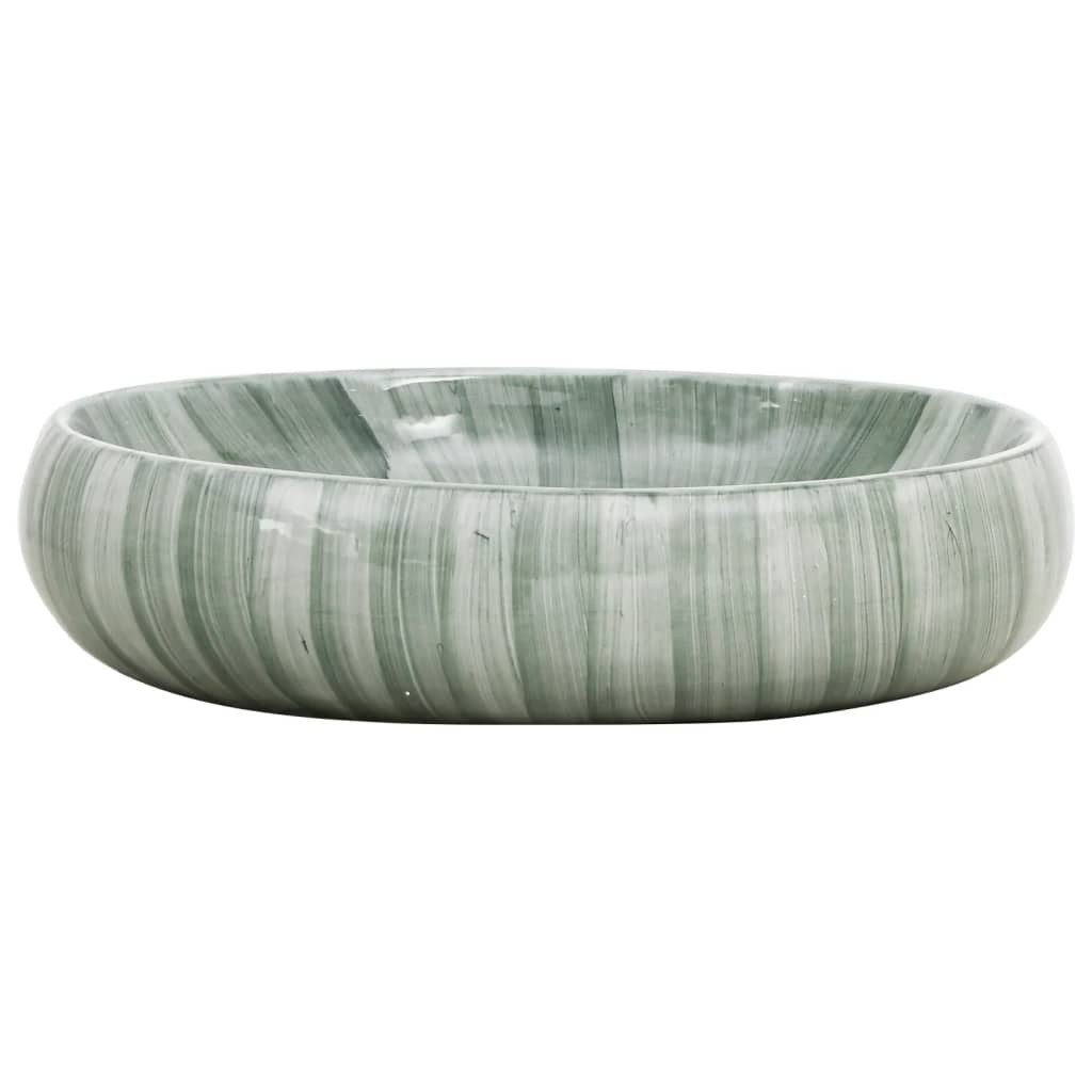 vidaXL Waschbecken 59 x 40 x 15 cm Aufsatzwaschbecken Grün Oval 59x40x15 cm Keramik