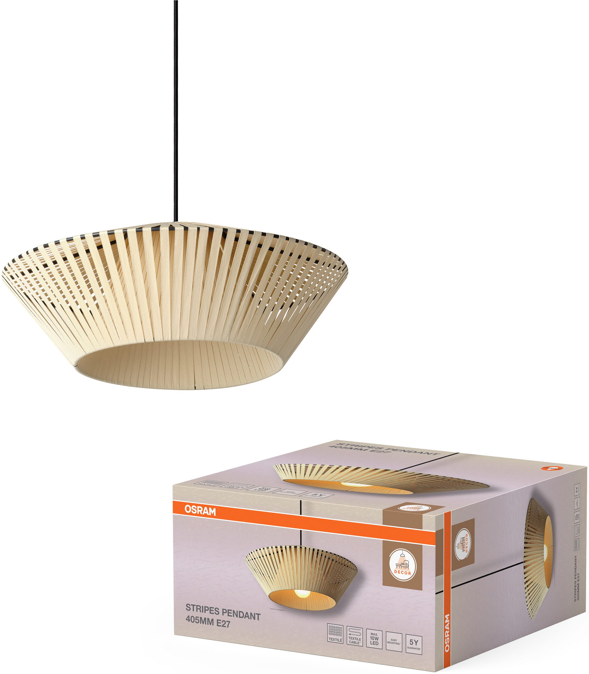 Osram Pendelleuchte Decor Stripes, ohne Leuchtmittel, Fassung E27, Stahl und Polyester