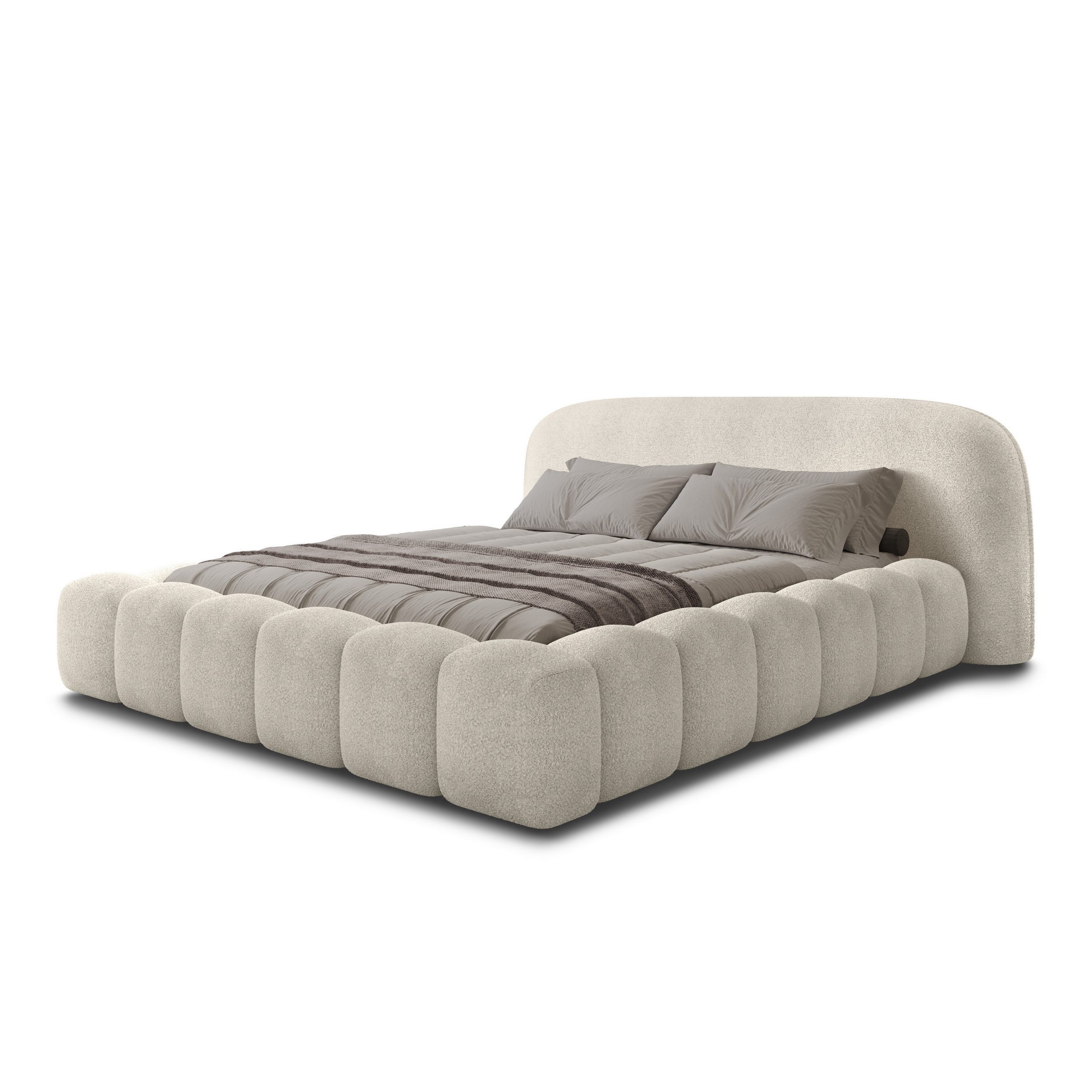thematys Polsterbett ORLANDO - Cloud mit Bettkasten, Bouclé Bezug - 140x200 - 200x200cm - (Kopfteil in Oversize, Familienbett XXL)
