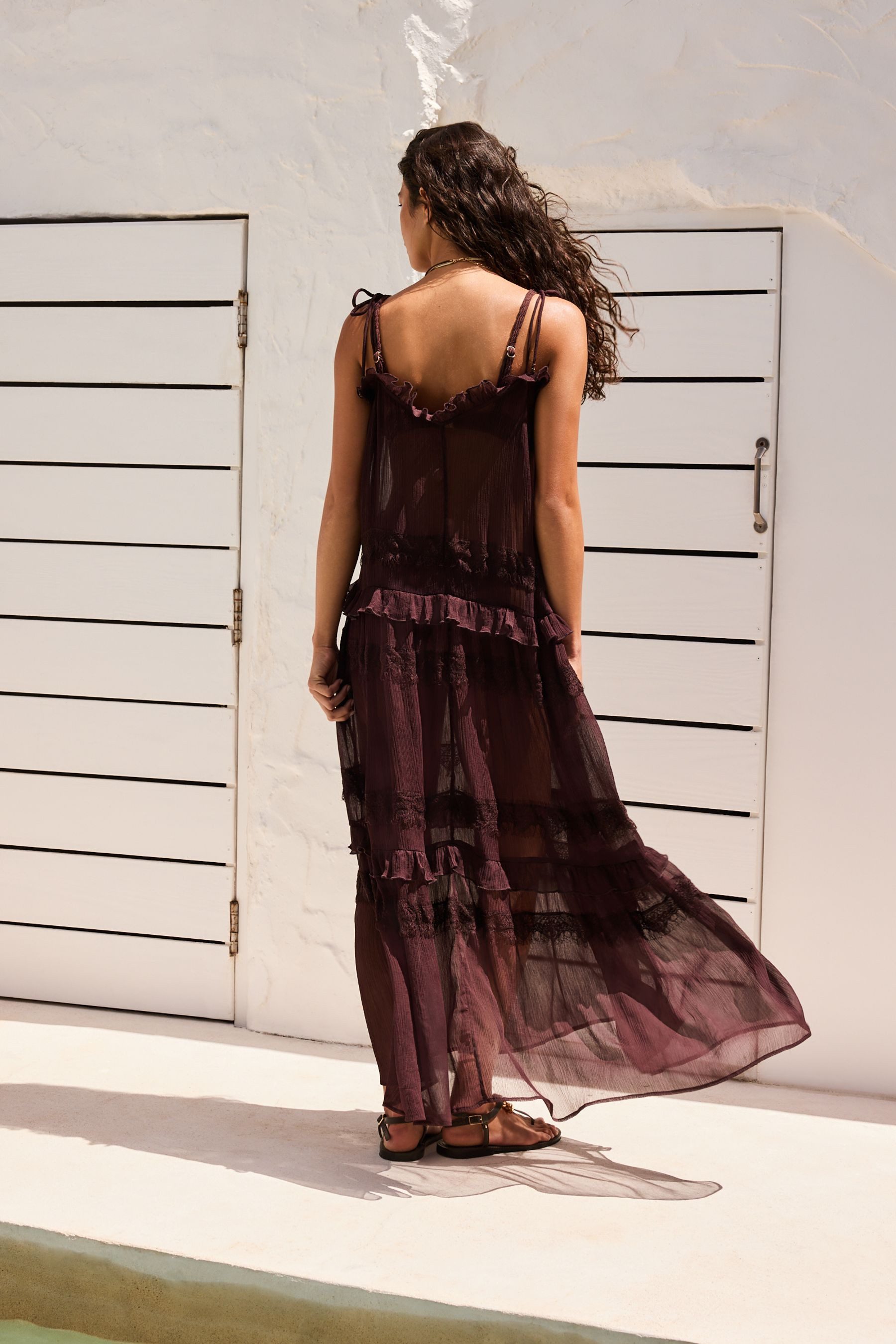 Next Strandkleid Maxikleid Netzstoff mit geschürten Trägern (2-tlg)