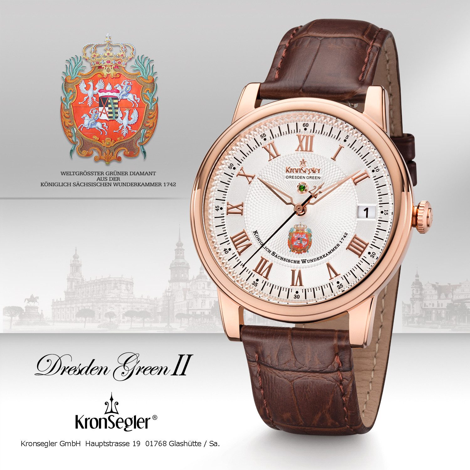Kronsegler Quarzuhr Dresden Green II Herrenuhr