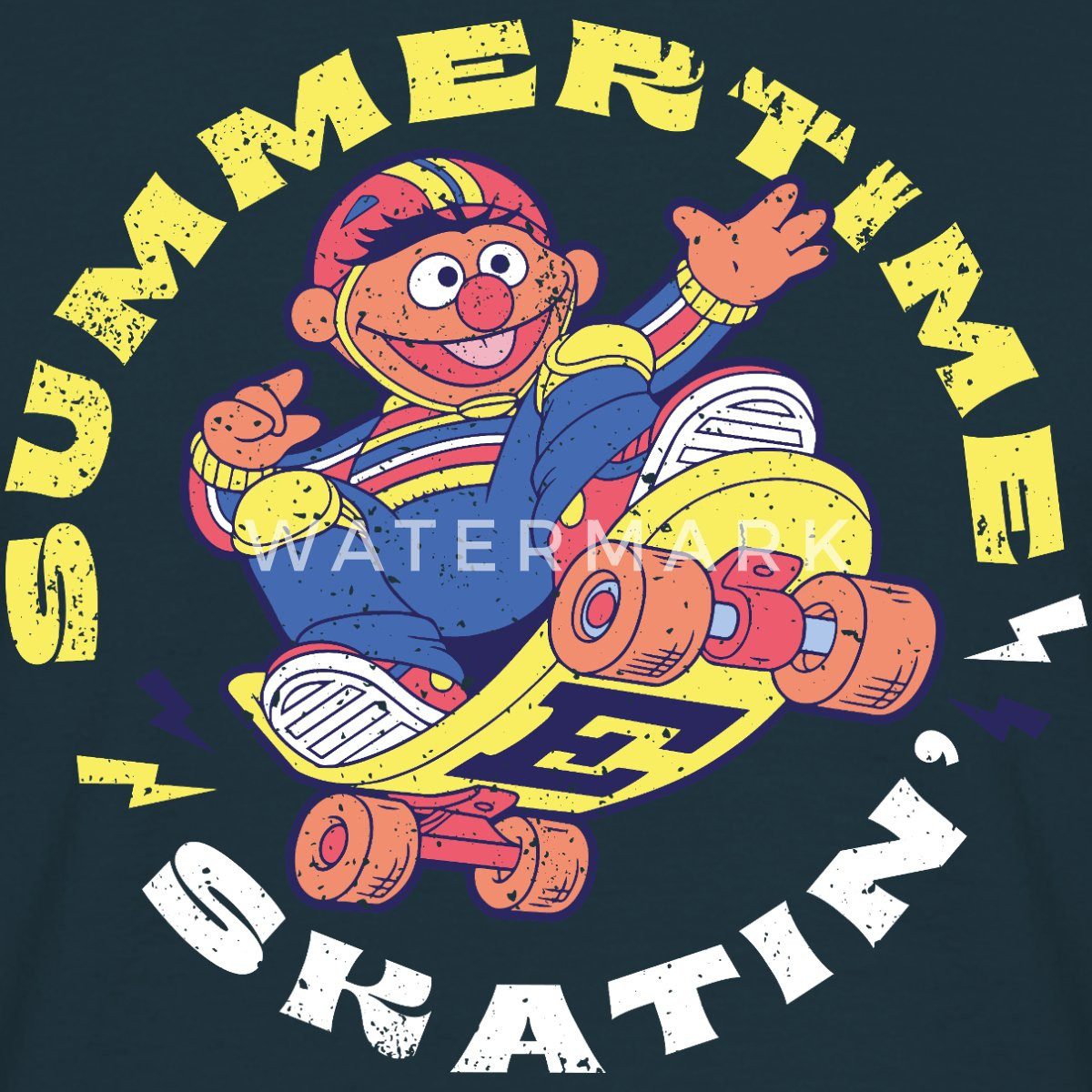Spreadshirt T-Shirt Sesamstraße Ernie Summer Time Skatin' Skate Design Männer T-Shirt (1-tlg)