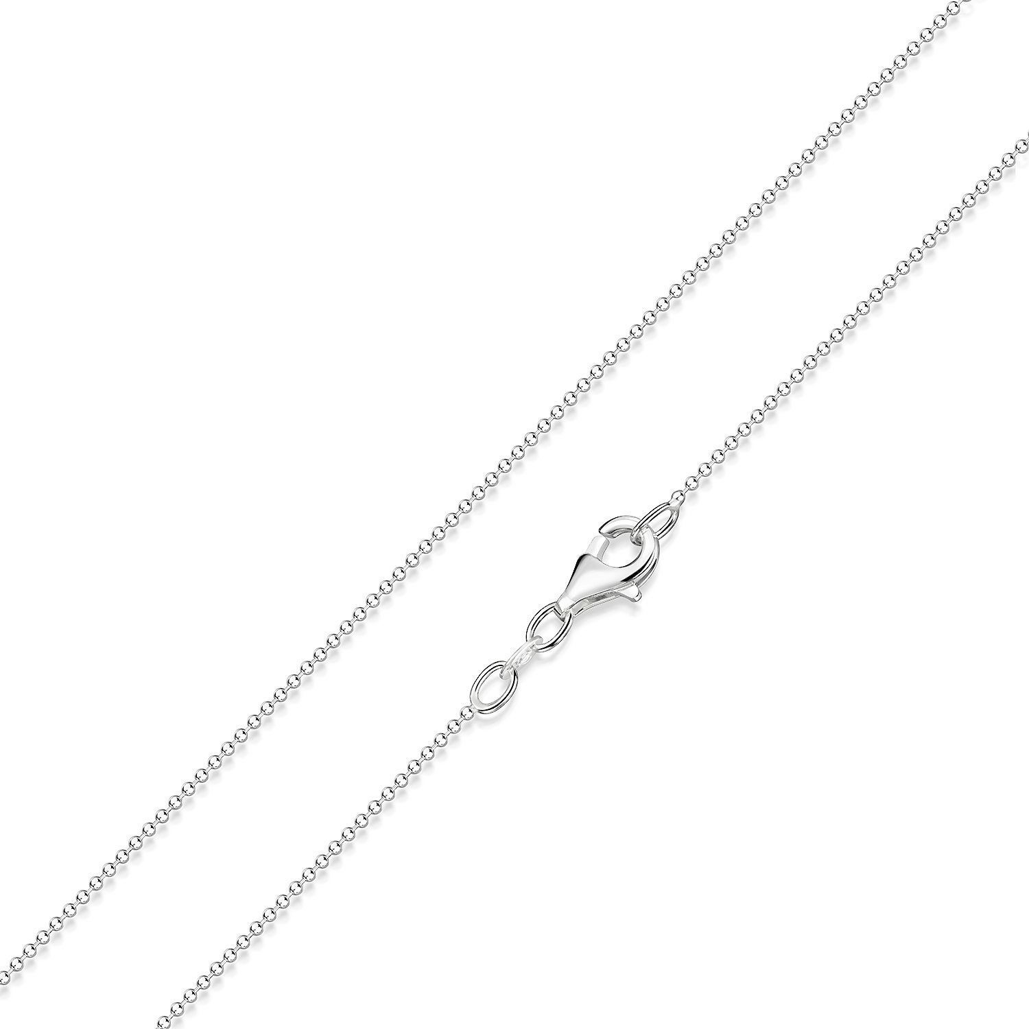 Materia Gliederkette Damen Silber Kugelkette fein 1,2mm K24, 925 Sterling Silber