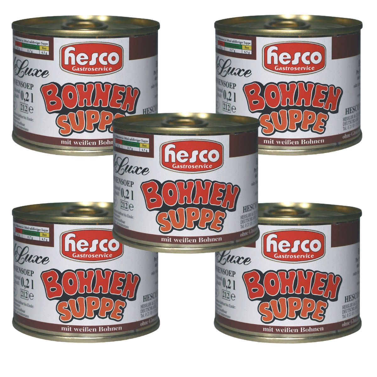 Hesco Fertiggericht, Hesco Serbische Bohnensuppe De Luxe mit weißen Bohnen 5 Dosen 1060ml