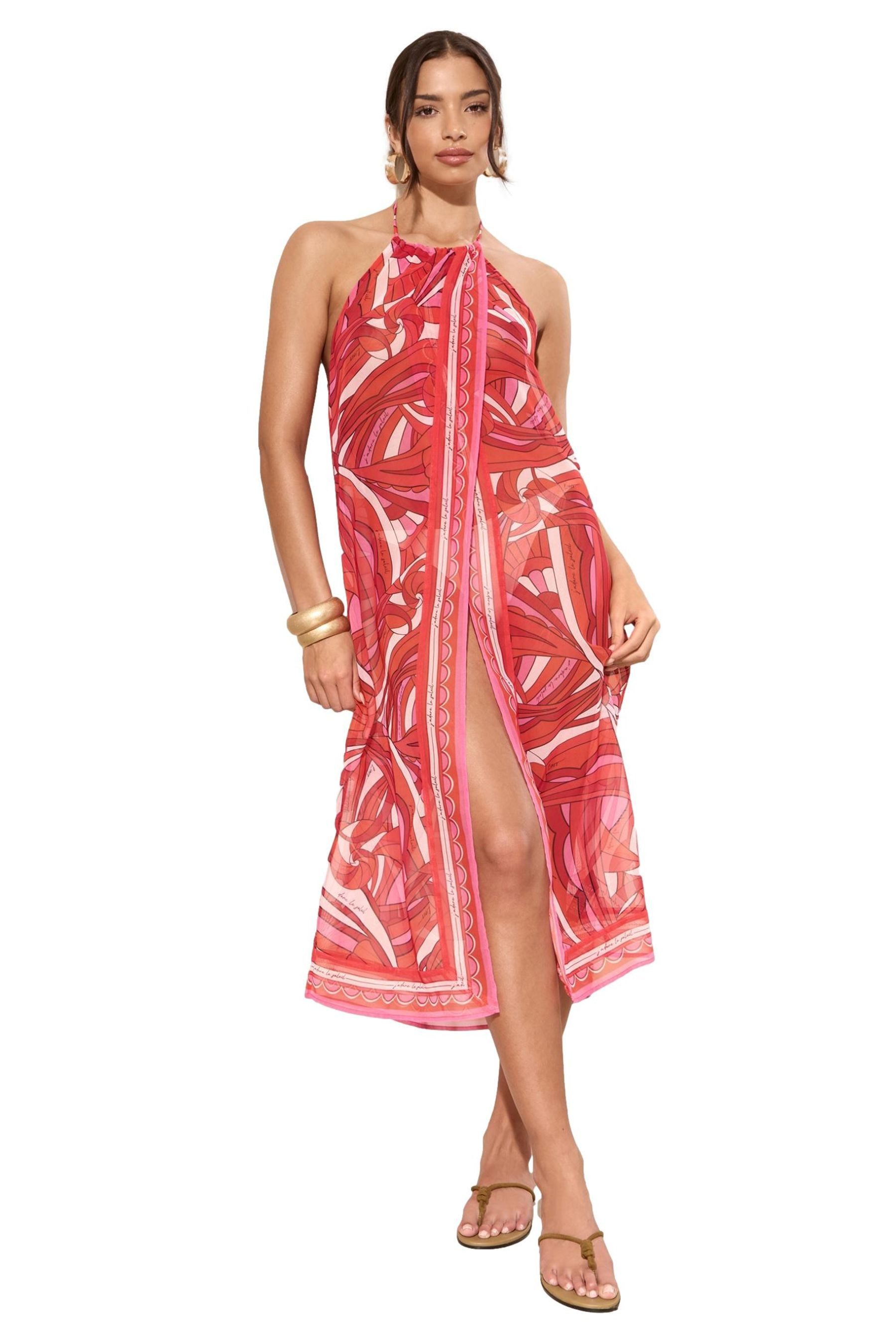 LIPSY Strandkleid Lipsy Neckholder-Strandkleid mit Wirbelmuster (1-tlg)