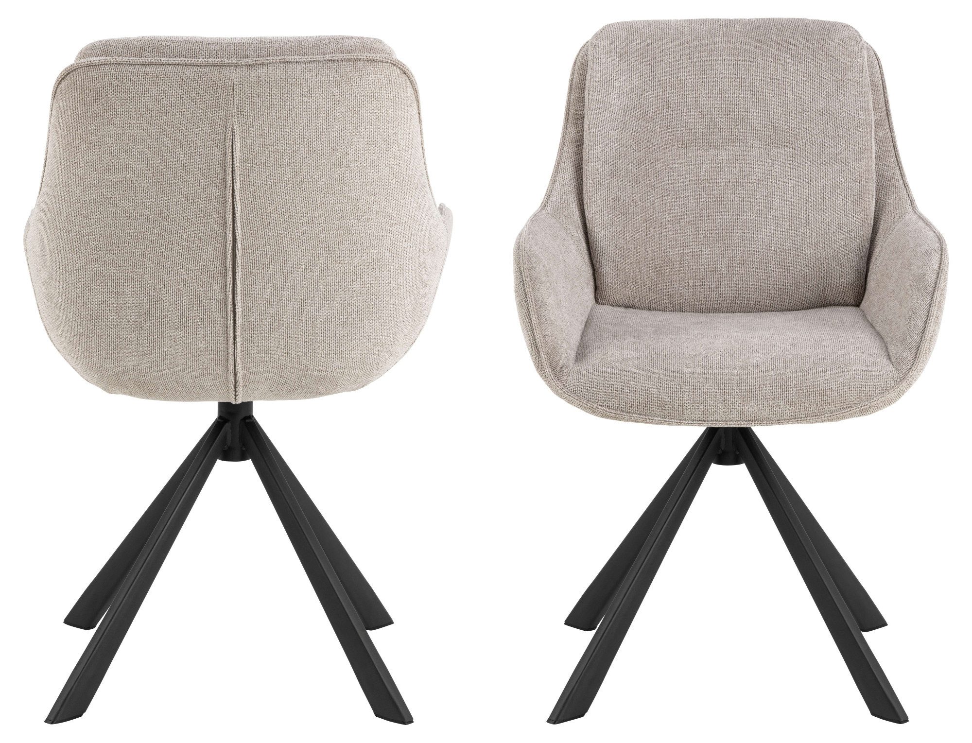 ACTONA GROUP Esszimmerstuhl Carrie, Polsterstuhl, Stuhl, Sitzhöhe-38 cm (Set, 2 St), Stuhl, sandfarbener Chenille, Armlehnen, Polsterung, Drehfunktion,FSC™