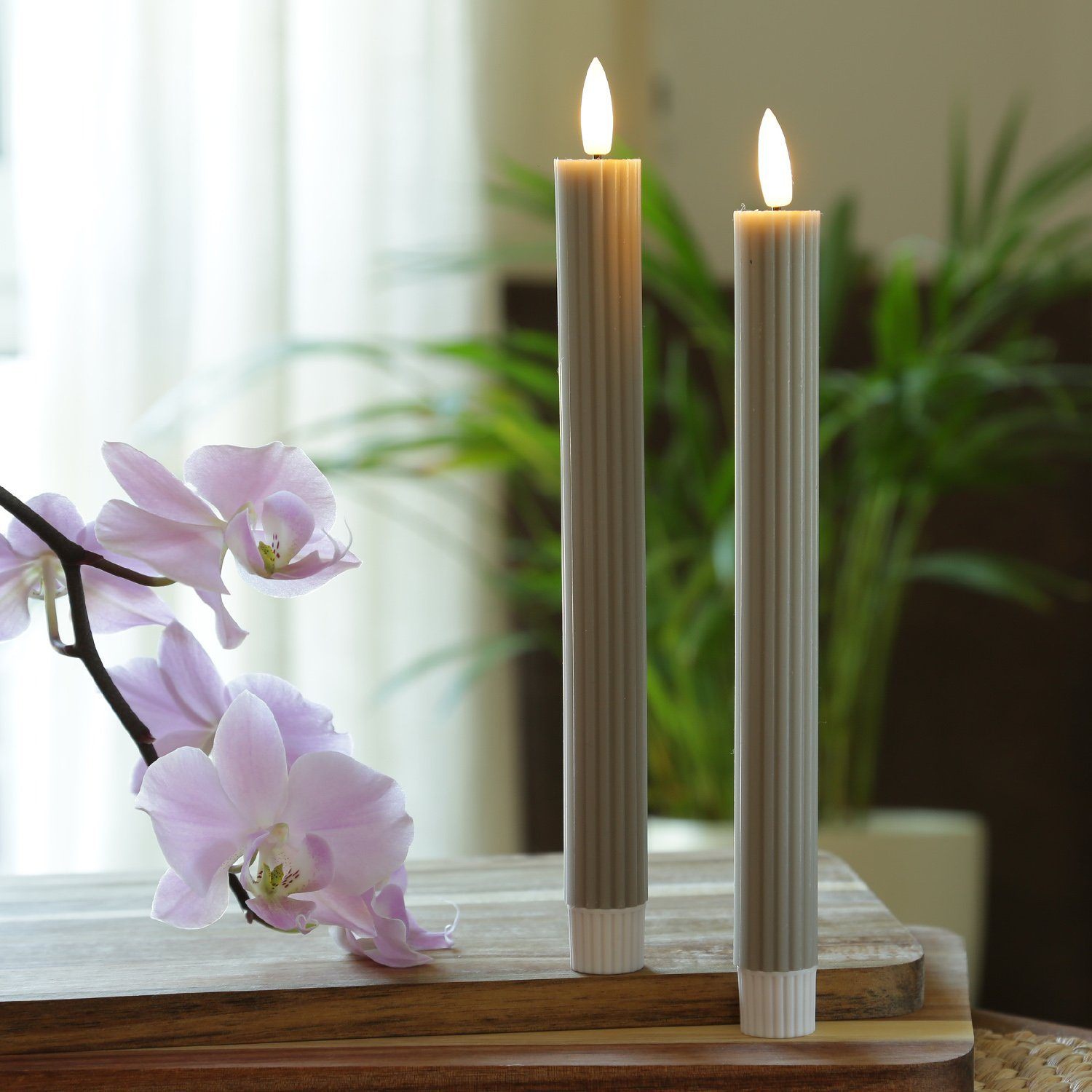 MARELIDA LED-Kerze LED Stabkerzen gerillt Tafelkerzen Dinner Spitzkerzen 25 günstig online kaufen