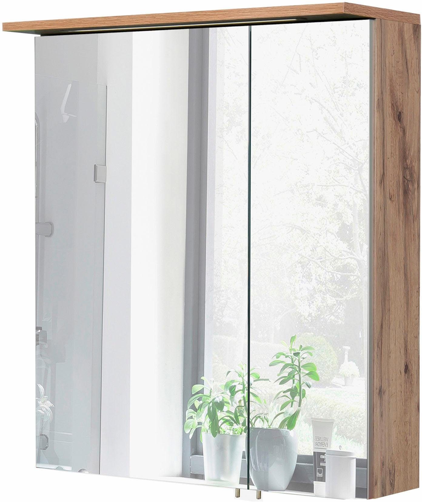 Schildmeyer Spiegelschrank Profil 16 Breite 60 cm, 2-türig, LED-Beleuchtung, Schalter-/Steckdosenbox wotaneichefarben | wotaneiche | Spiegelschränke