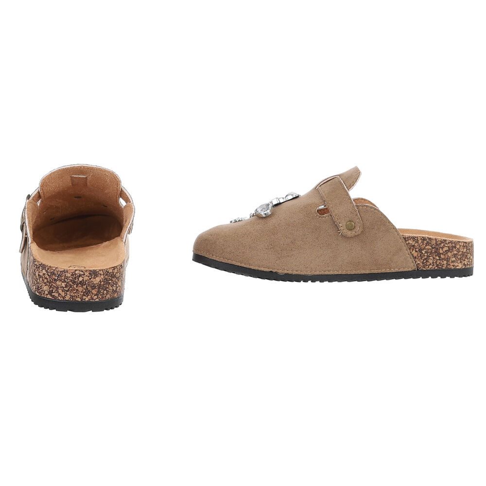 Ital-Design Damen Mules Freizeit Pantolette (88930433) Flach Pantoletten in Hellbraun – Bild 5 von 5