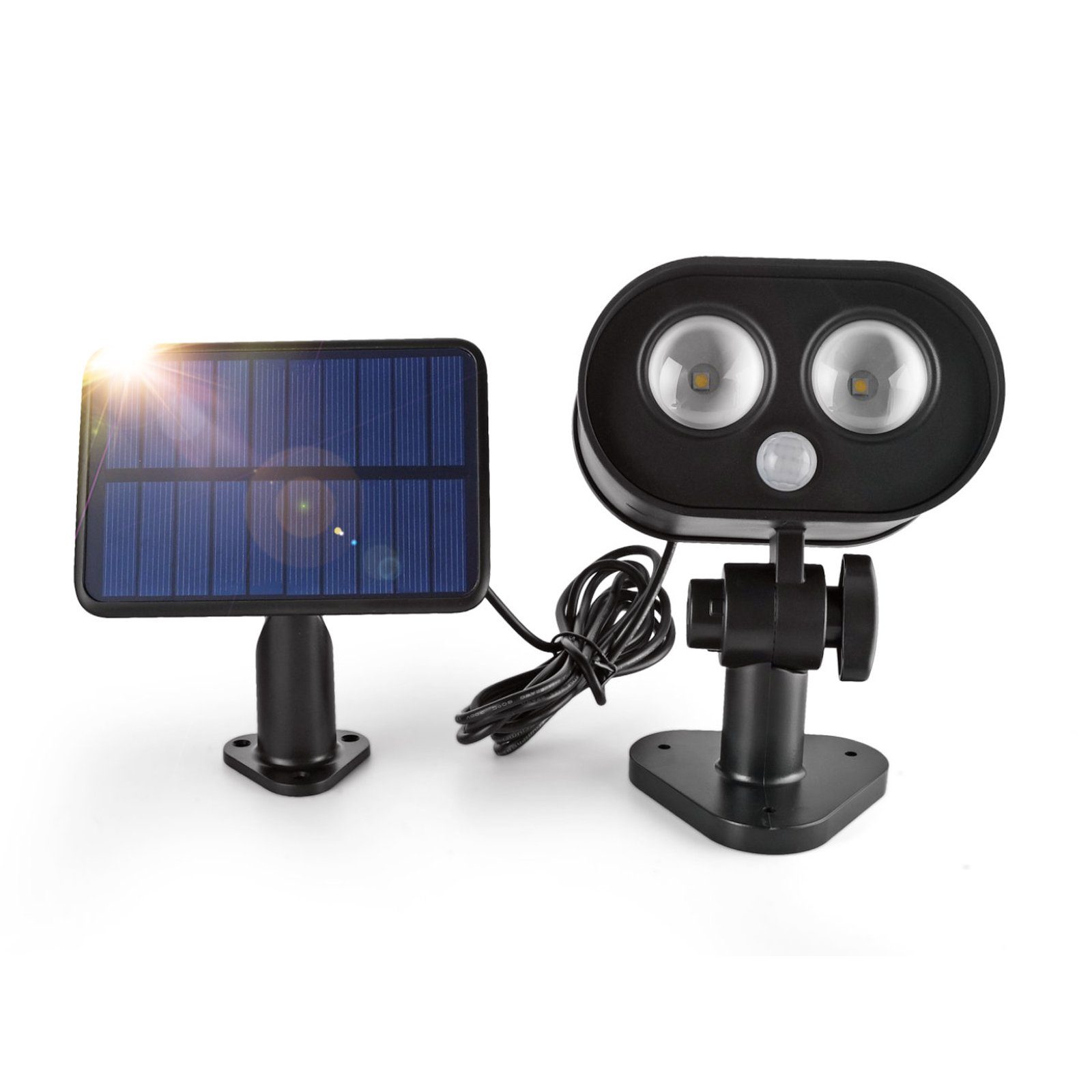 Sunicol LED Außen-Wandleuchte Solarlampen für Außen mit Bewegungsmelder, IP65 Wasserdicht, 2200mAh, Separates Solarpanel,360°einstellbare PIR Wandleuchten für Hof Garage