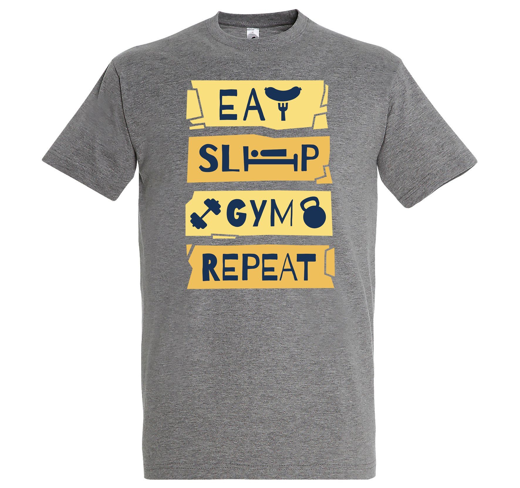 Youth Designz T-Shirt Eat Sleep Gym Repeat Herren Shirt im Fun-Look Navy