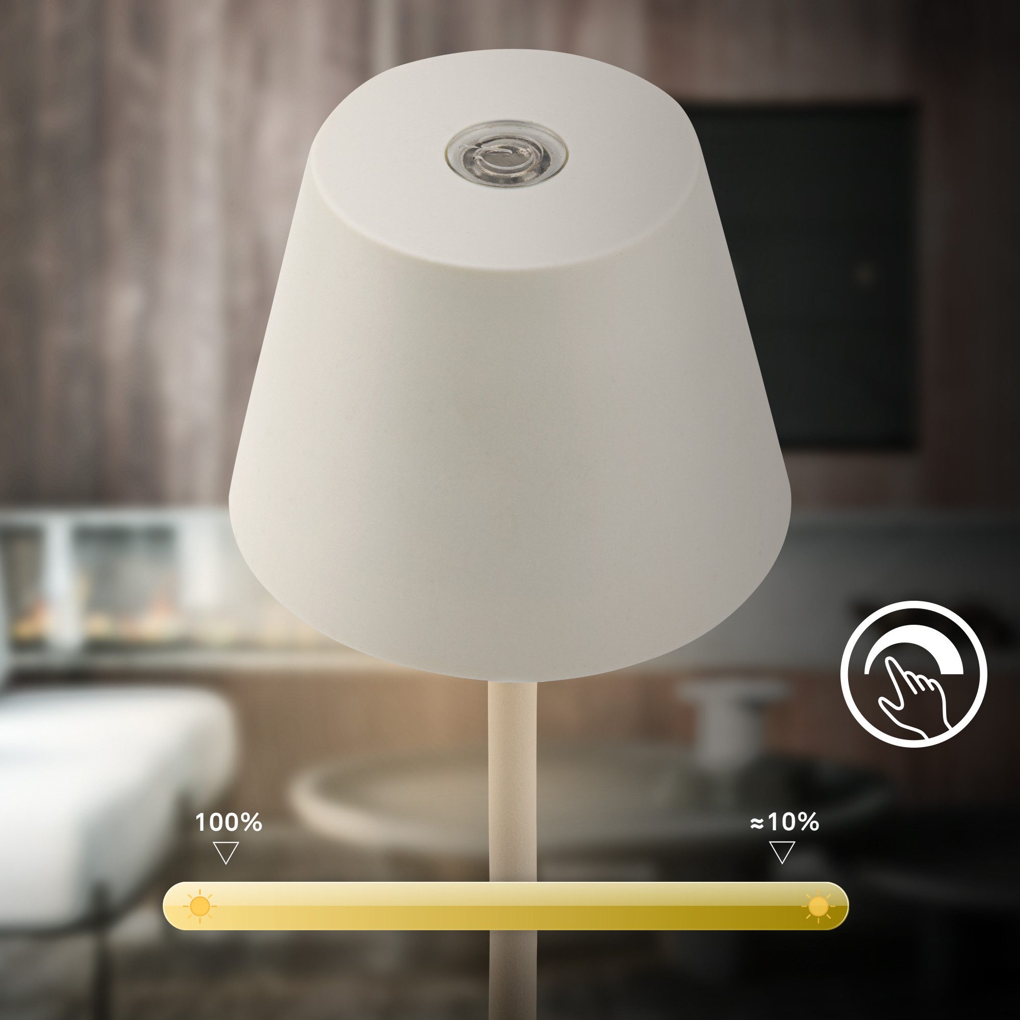 Briloner Leuchten LED Tischleuchte Akku Tischlampe kabellos Nano Indoor/Outdoor, LED fest integriert, 6 x 16 cm (DxH) Schwarz/Weiß 1,5W Wohnzimmer Schlafzimmer